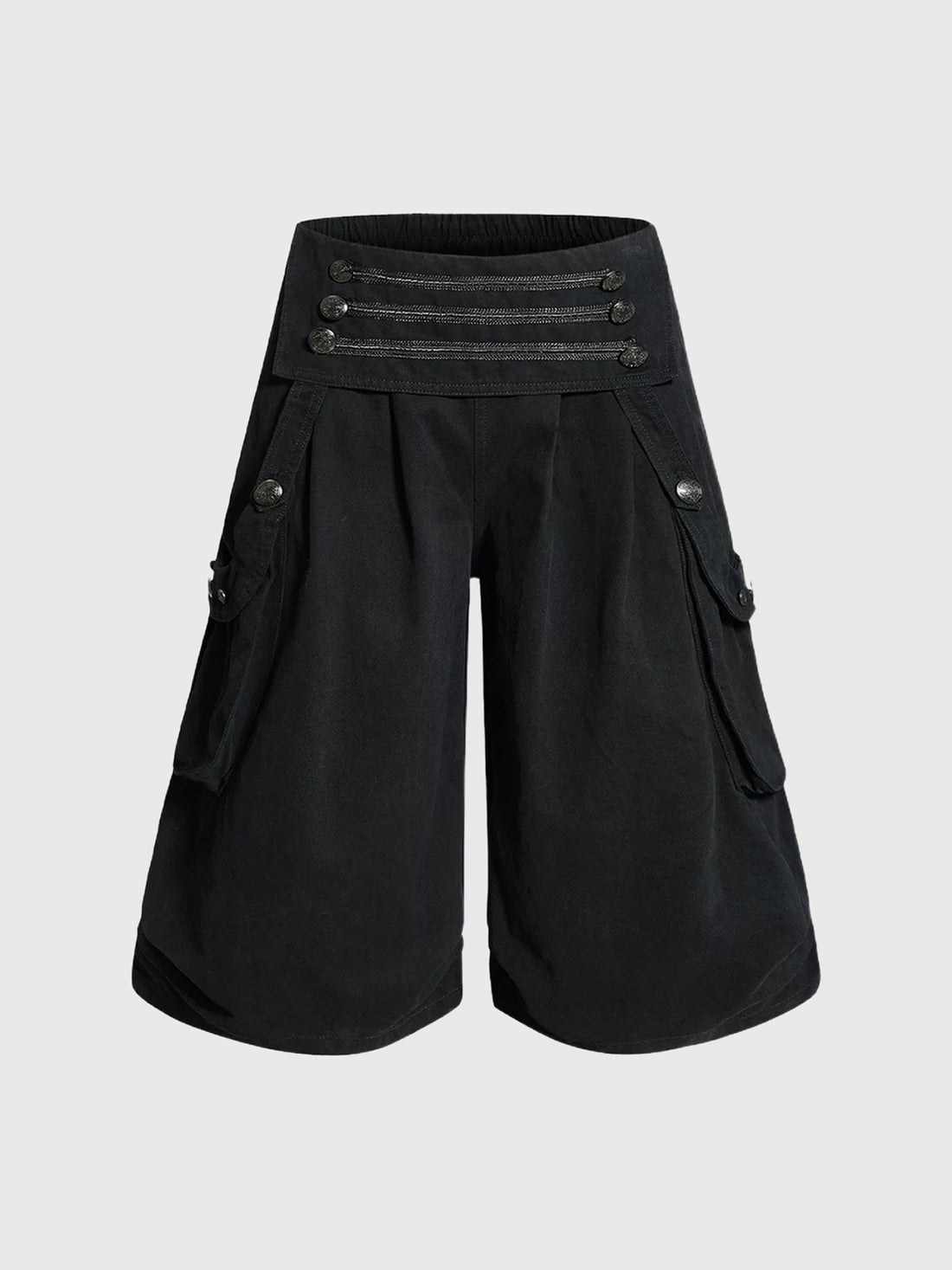 Brick Lane Wide-leg Utility Cargo Shorts - Black