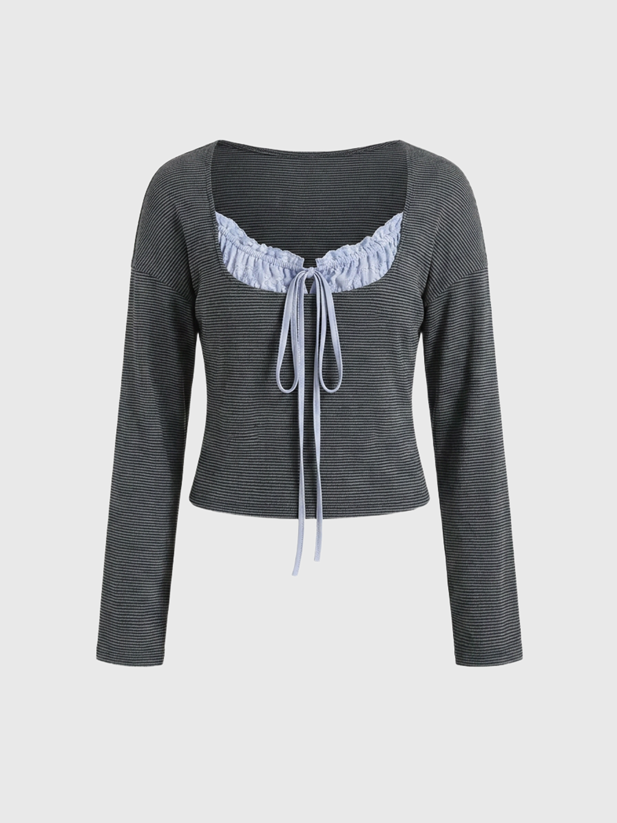 Dolled Office Layered-look Stripe Strappy Fitted Top - Black/White