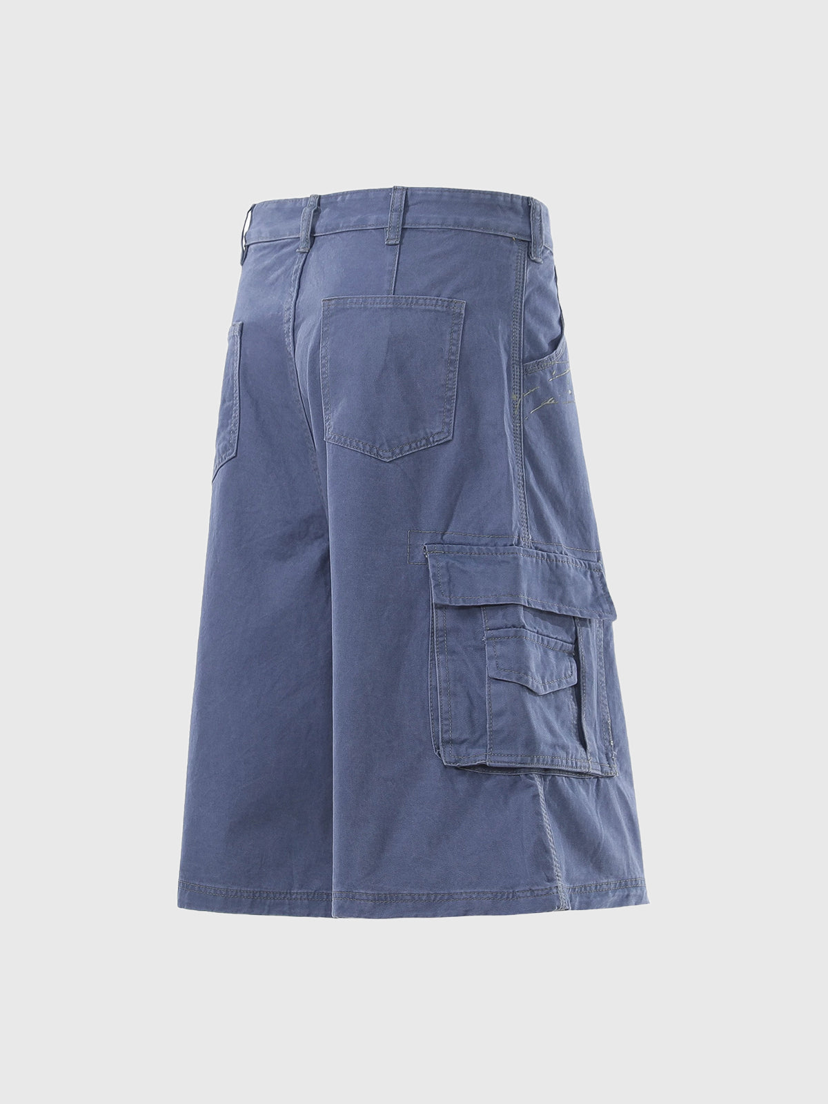 Co-ed Dorm Wide-leg Graphic Print Cargo Shorts - Blue