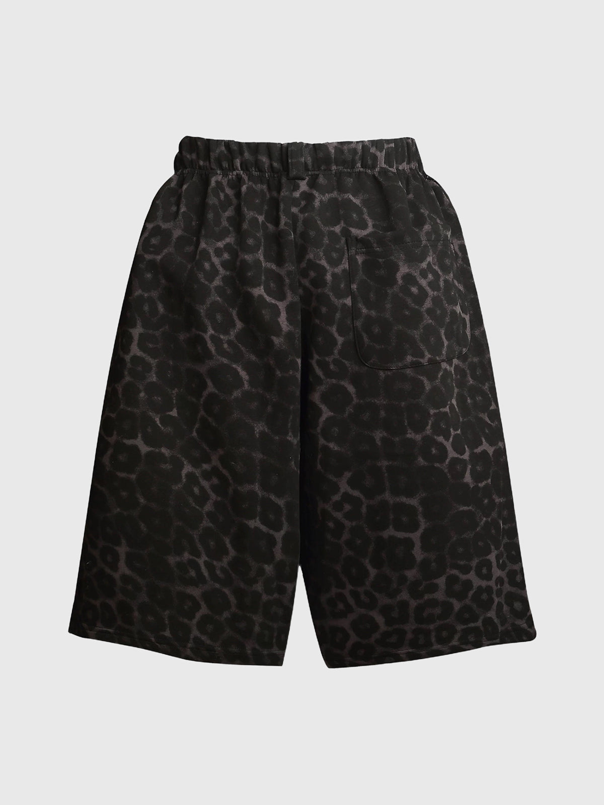 Co-ed Dorm Wide-leg Embroidered Leopard Shorts - Black