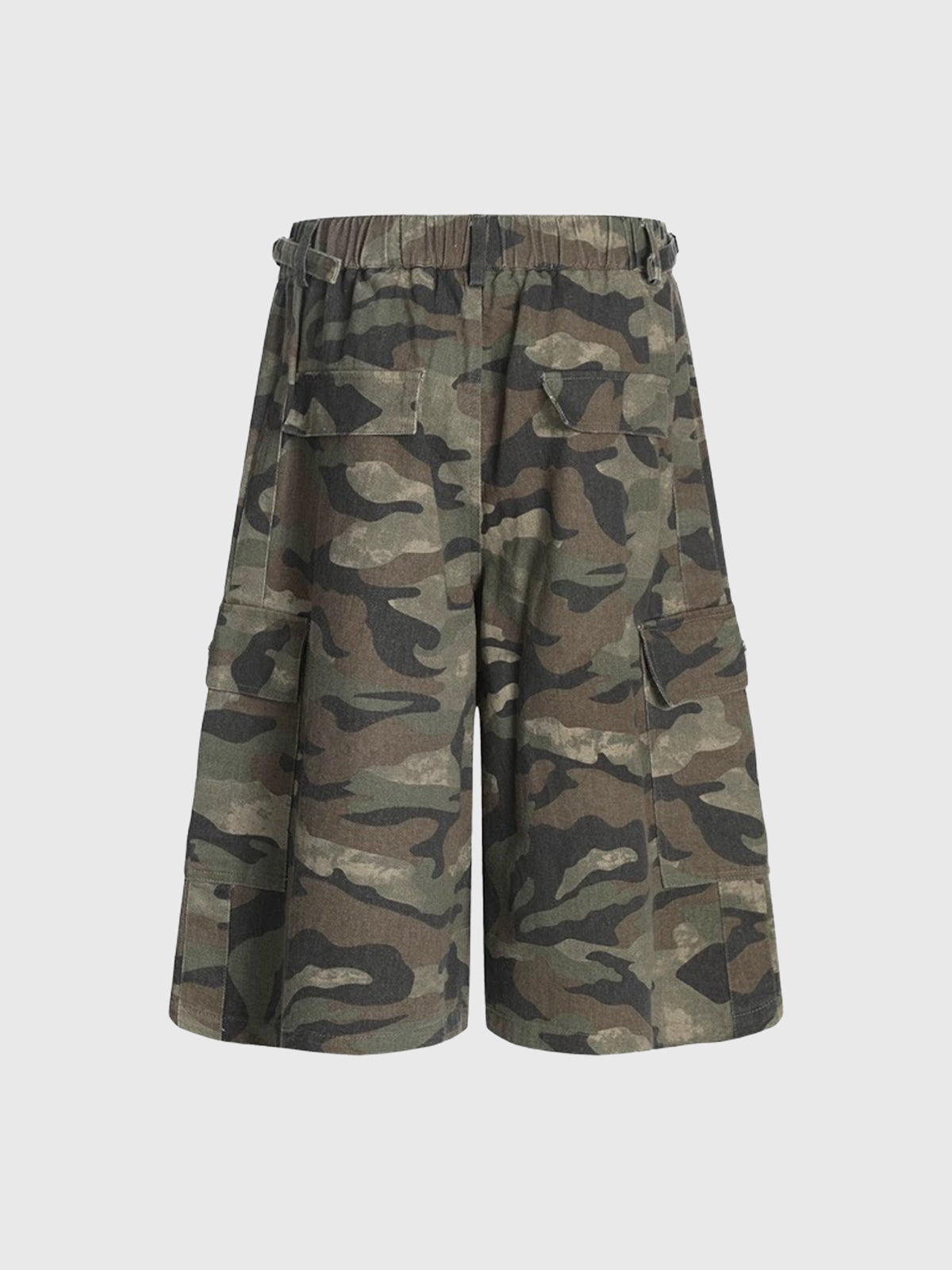 Co-ed Dorm Wide-leg Camouflage Shorts - Green