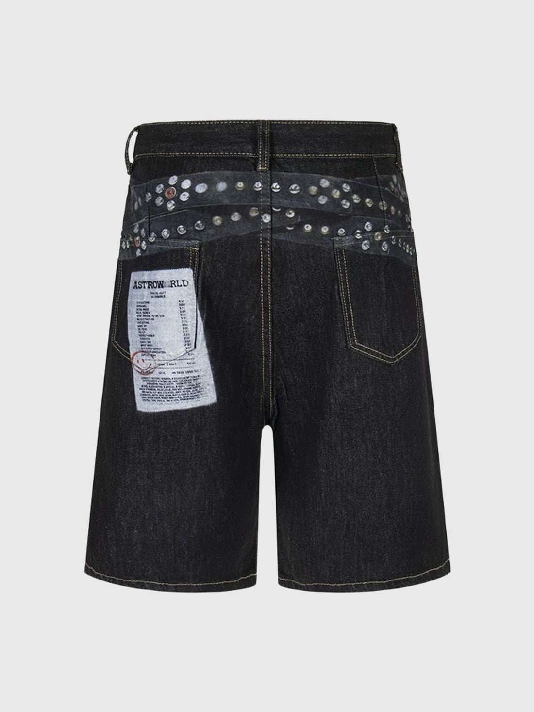 Co-ed Dorm Wide-leg Graphic Print Denim Shorts - Black