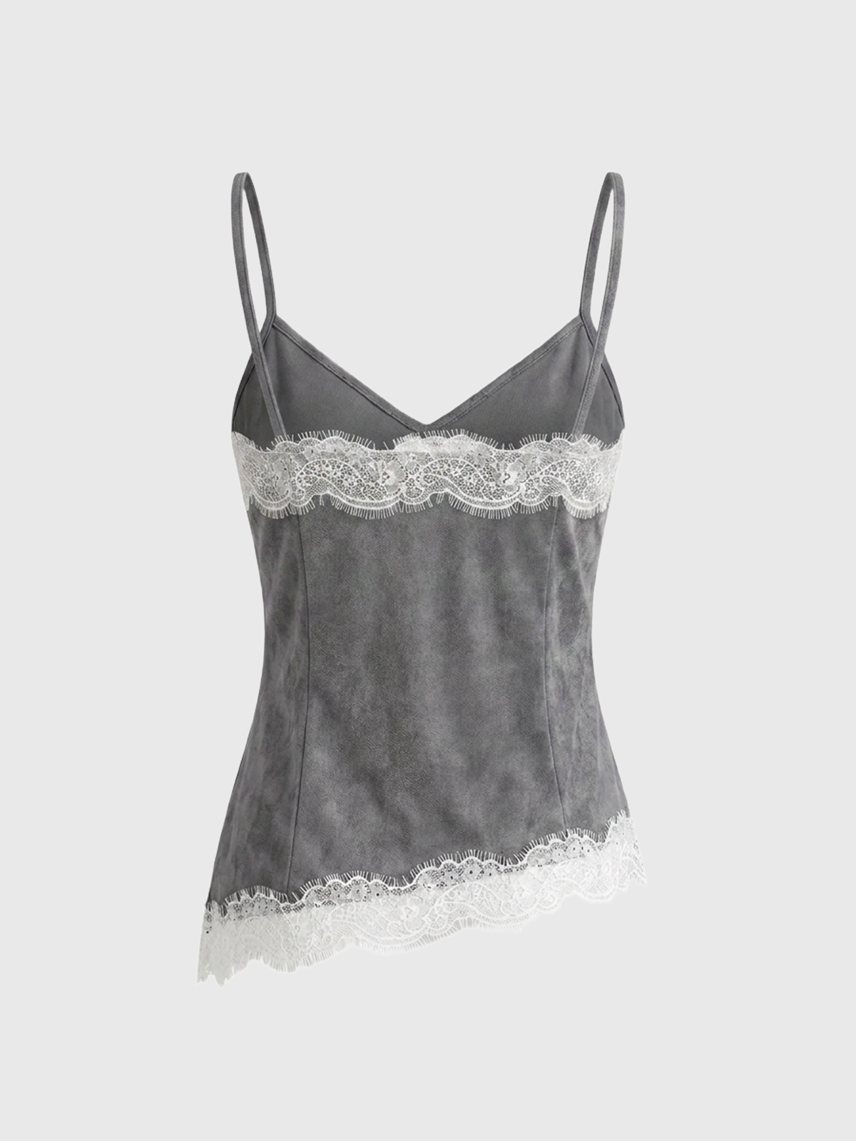 Dolled Office Waist-defining Lace Trim Asymmetric Cami - Black