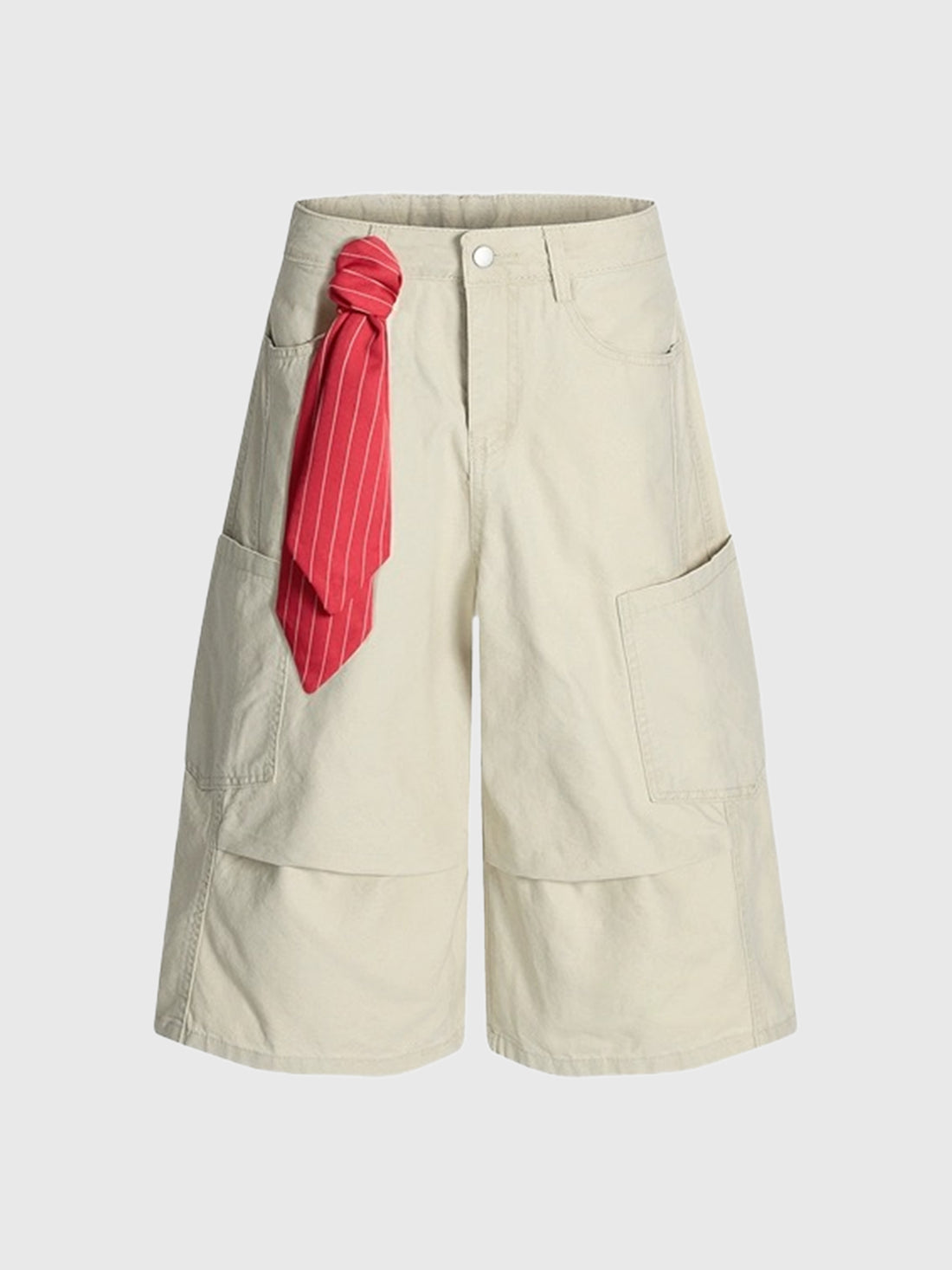Co-ed Dorm Wide-leg Utility Cargo Shorts - White