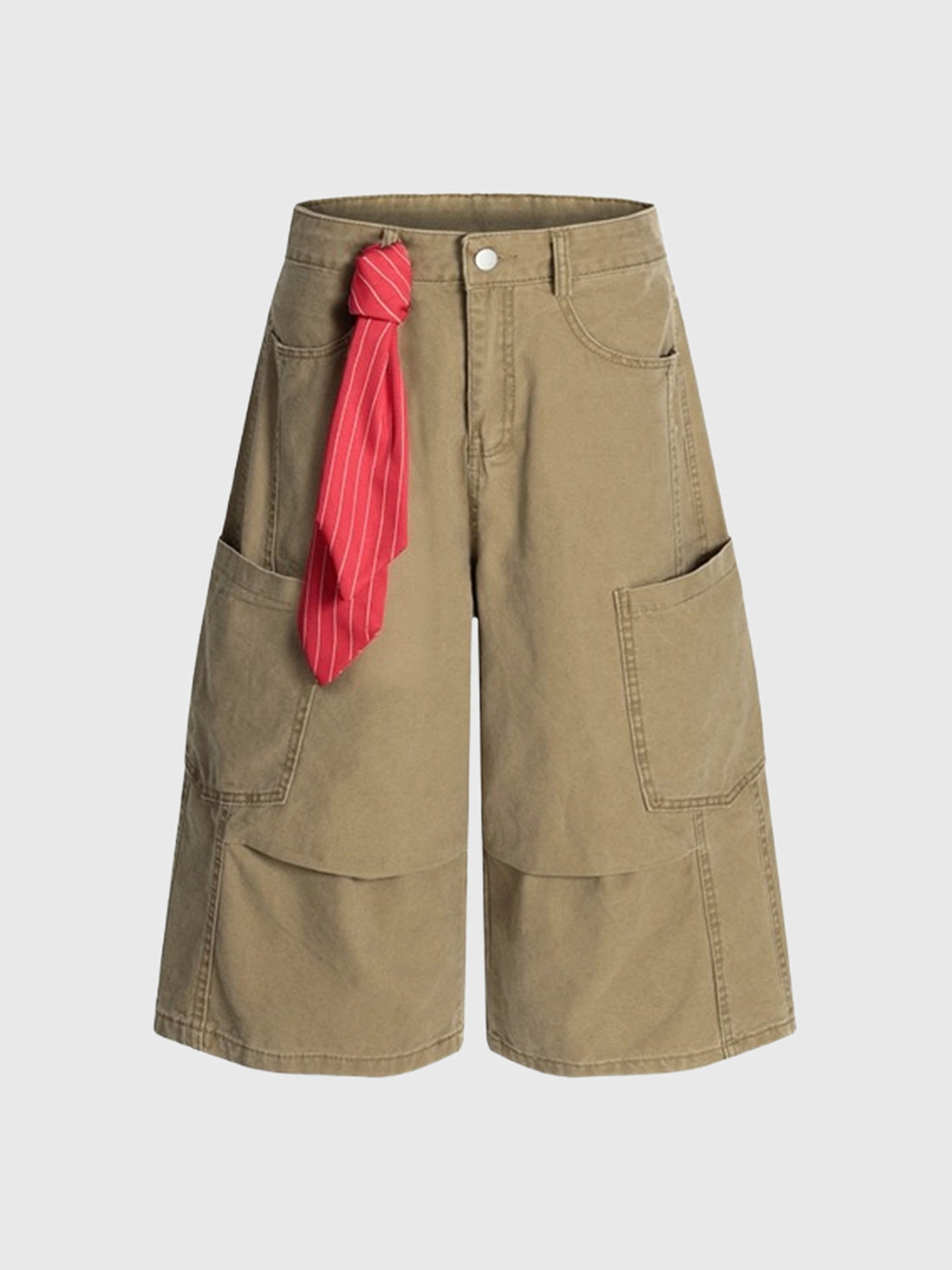 Co-ed Dorm Wide-leg Utility Cargo Shorts - Brown