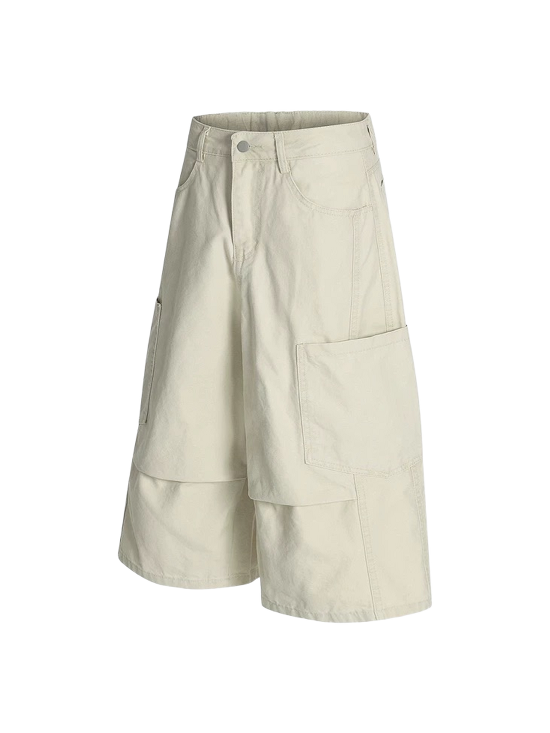 Co-ed Dorm Wide-leg Utility Cargo Shorts - White