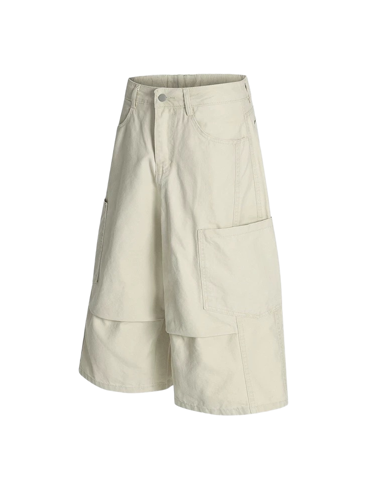 Co-ed Dorm Wide-leg Utility Cargo Shorts - White