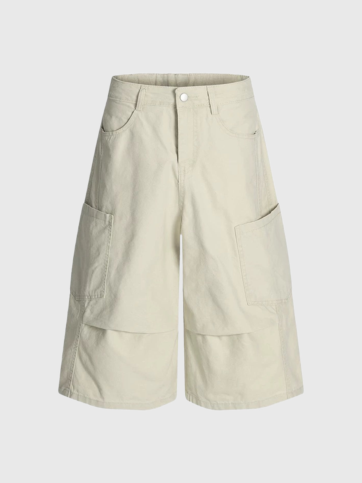 Co-ed Dorm Wide-leg Utility Cargo Shorts - White