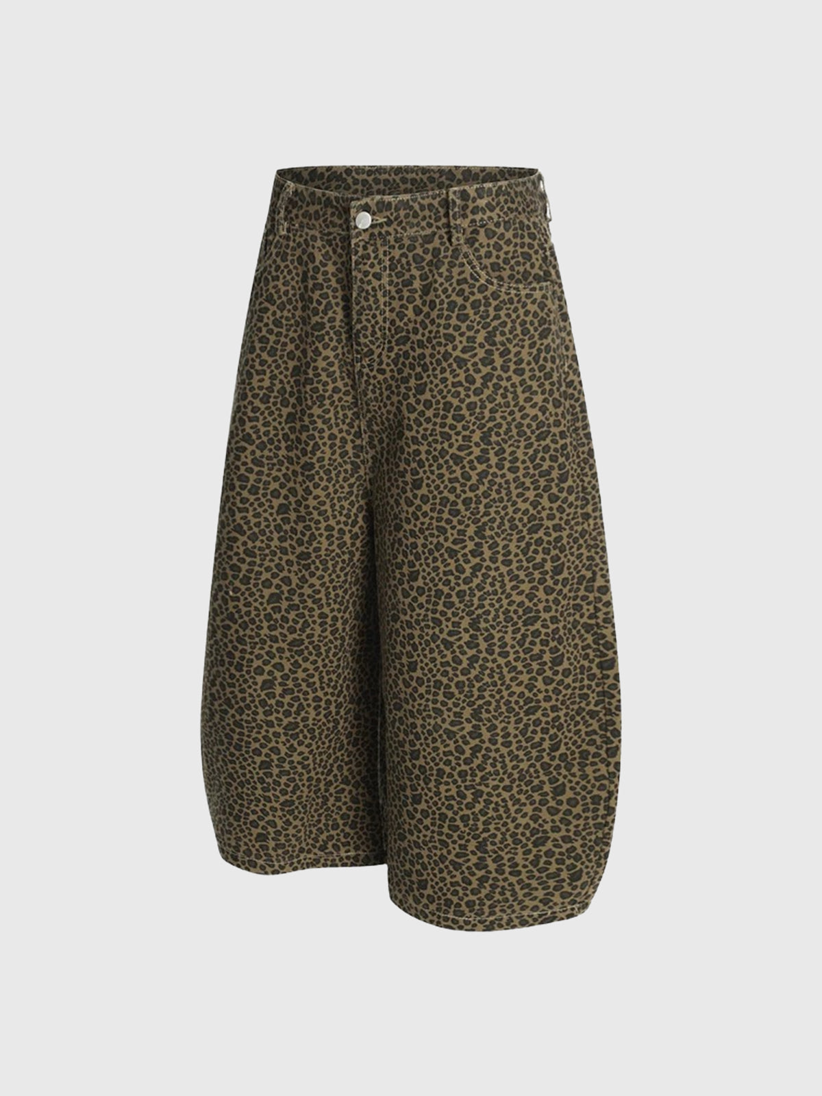 Co-ed Dorm Wide-leg Embroidered Leopard Shorts - Brown