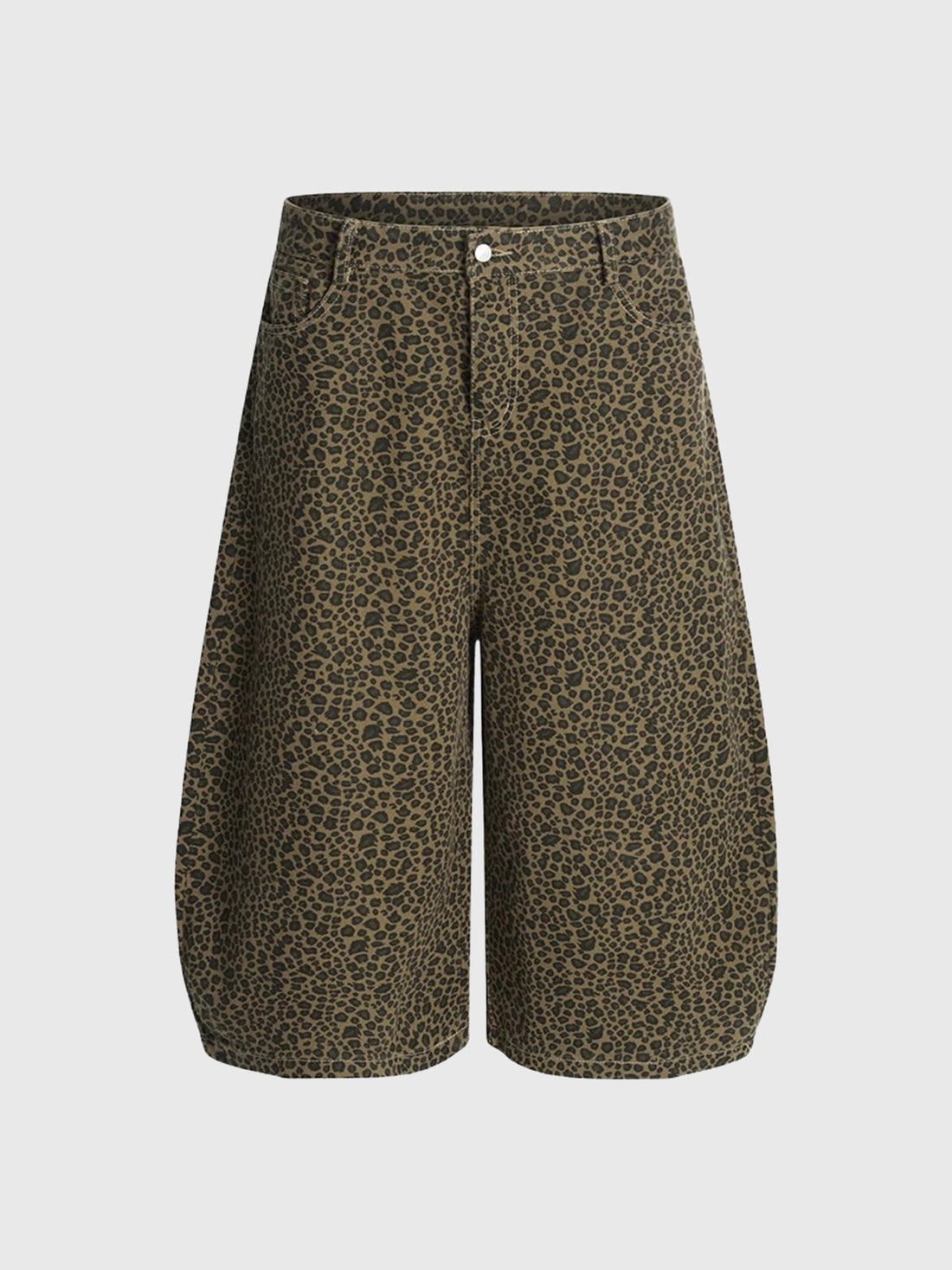 Co-ed Dorm Wide-leg Embroidered Leopard Shorts - Brown