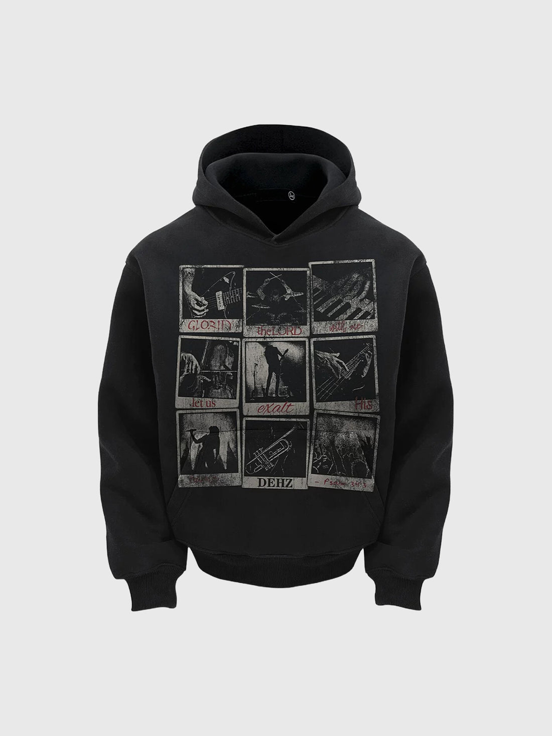Co-ed Dorm Baggy Graphic Print Hoodie - Black