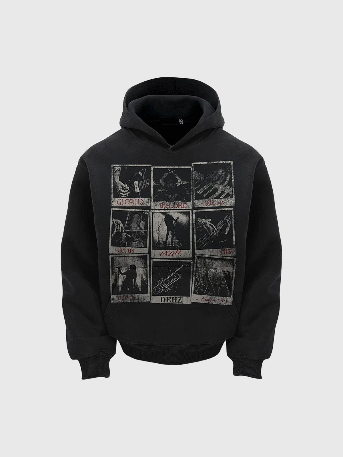 Co-ed Dorm Baggy Graphic Print Hoodie - Black