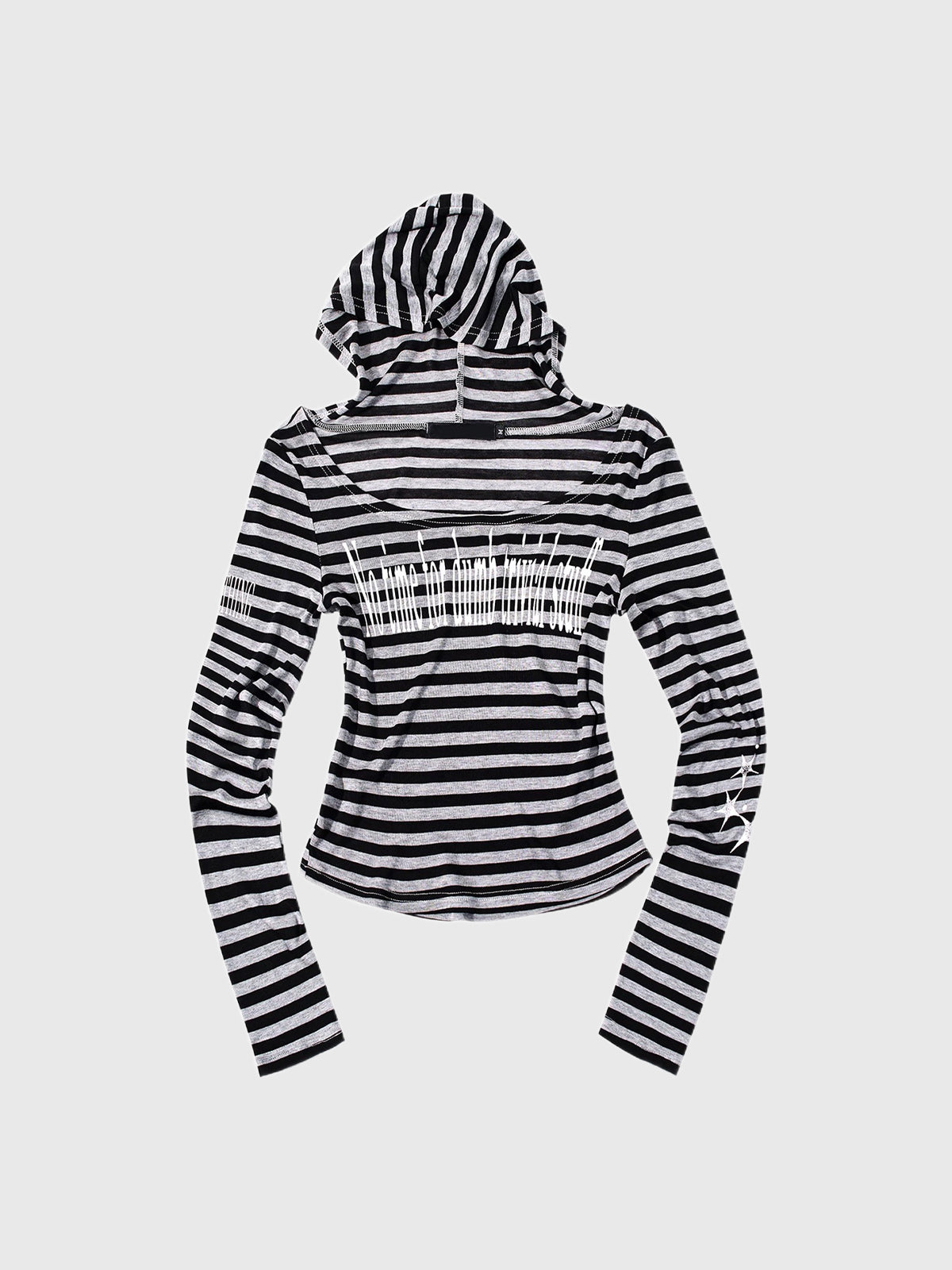 Brick Lane Skimming Striped Zip-up Hoodie - Black