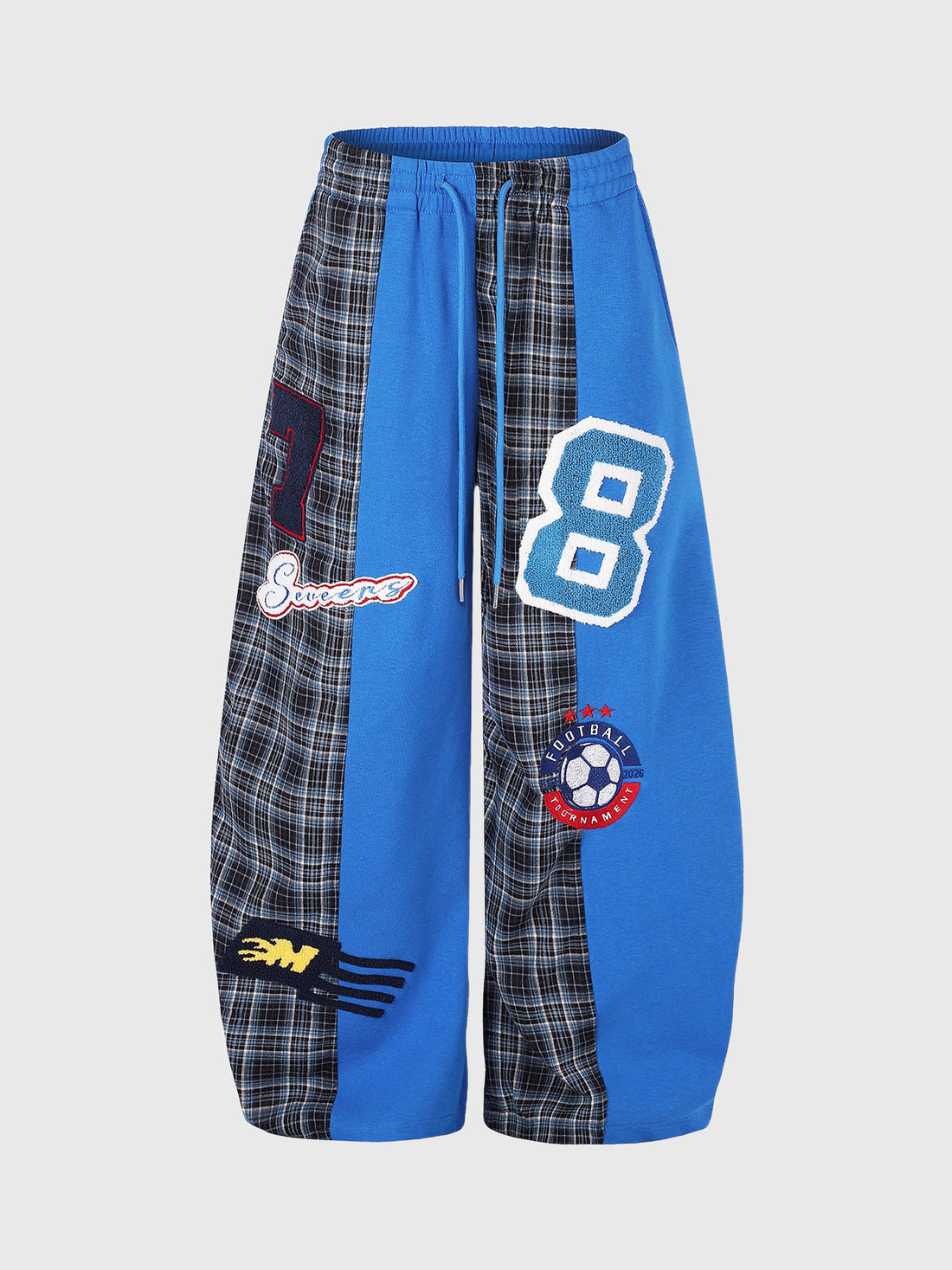 Co-ed Dorm Baggy Number 8 Patchwork Sweatpants - Blue