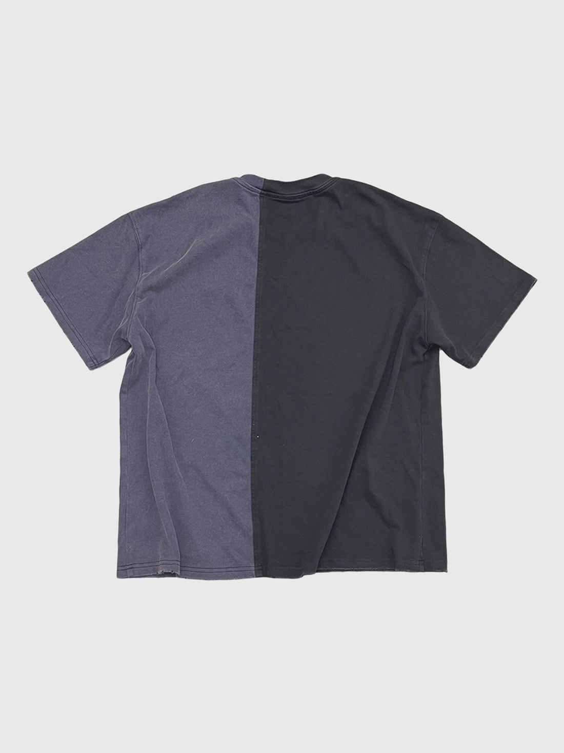 Co-ed Dorm Baggy Asymmetric Contrast Color Splice Tee - Black