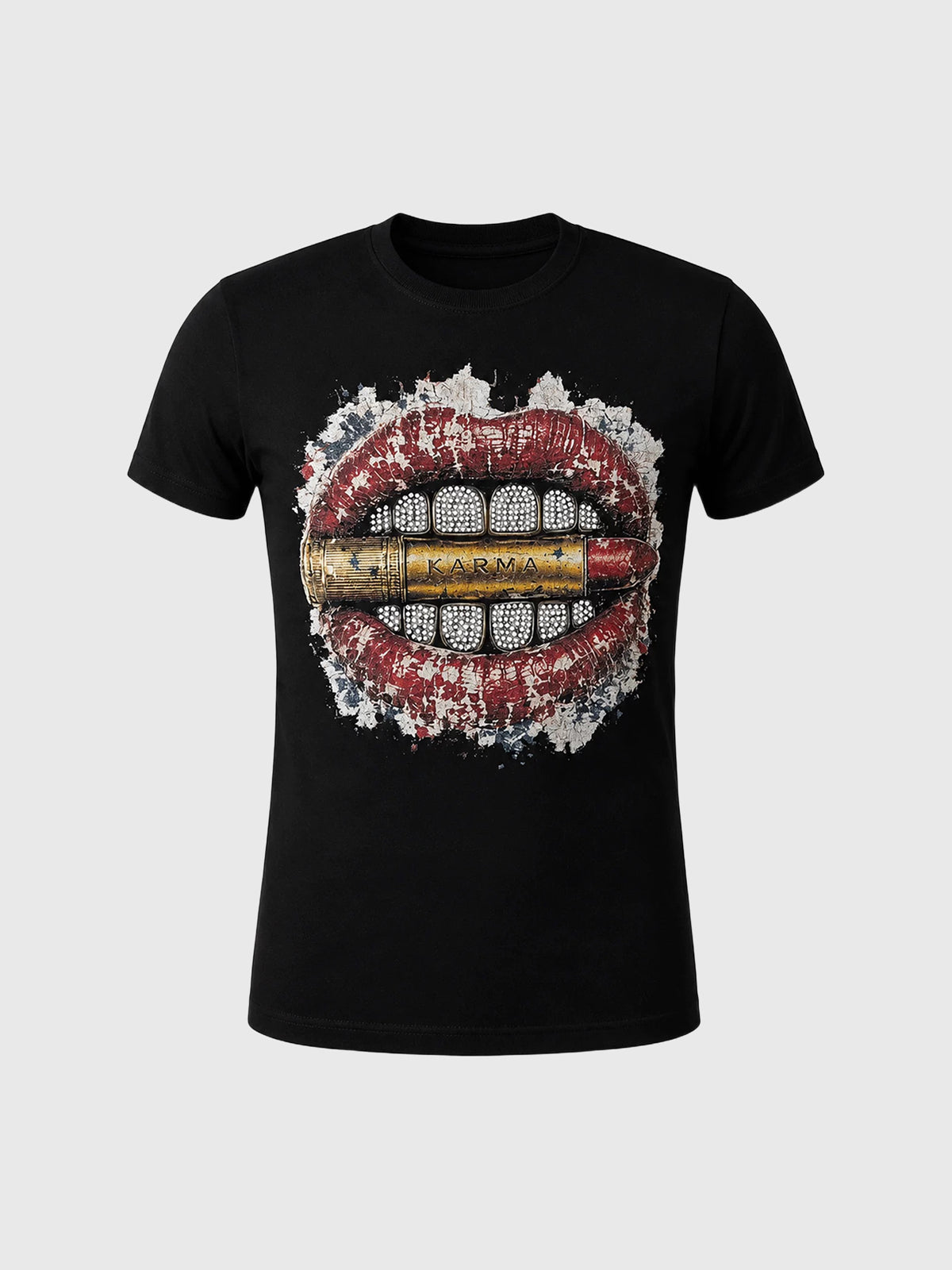 Co-ed Dorm Skimming Rock Graphic Printed Tee - Black