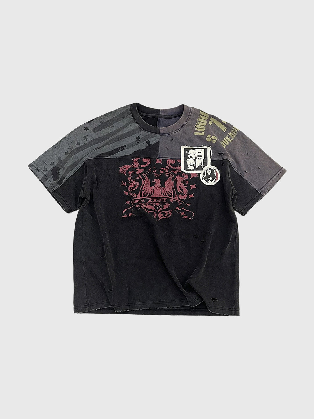 Co-ed Dorm Baggy Washed Graphic Tee - Grey