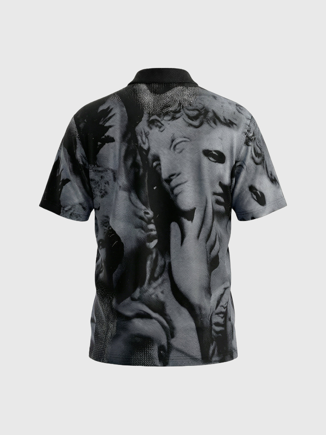 Gothic Print Relaxed Polo - Carbon Black