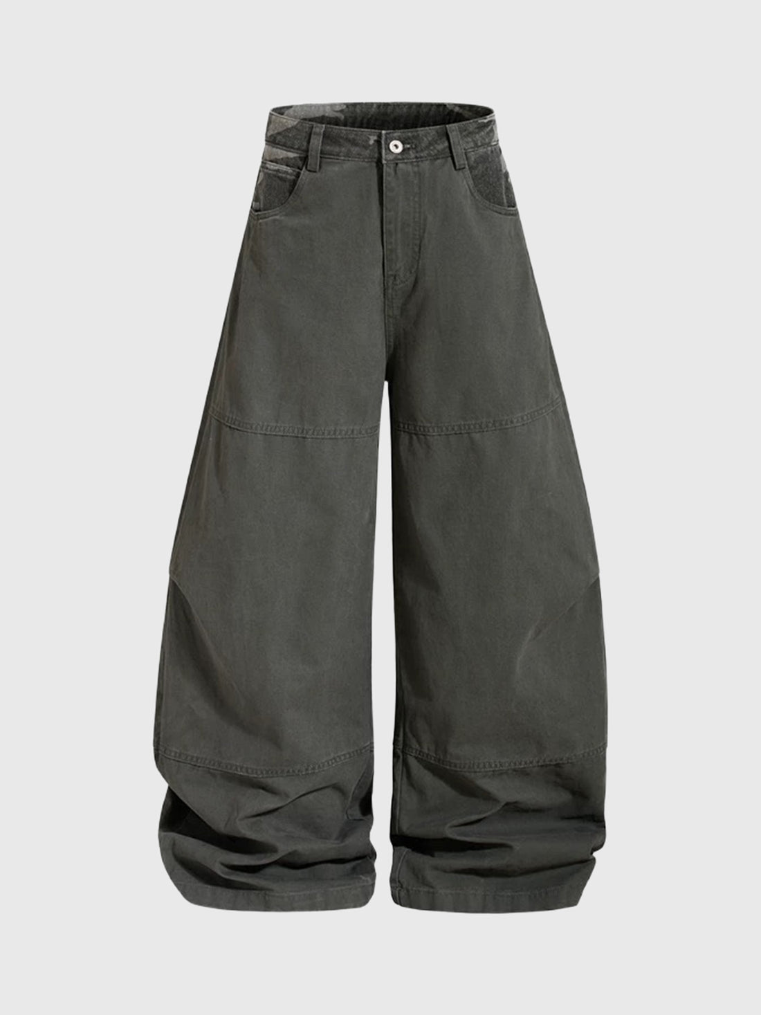Co-ed Dorm Curved-cut Camouflage Patchwork Pants - Black