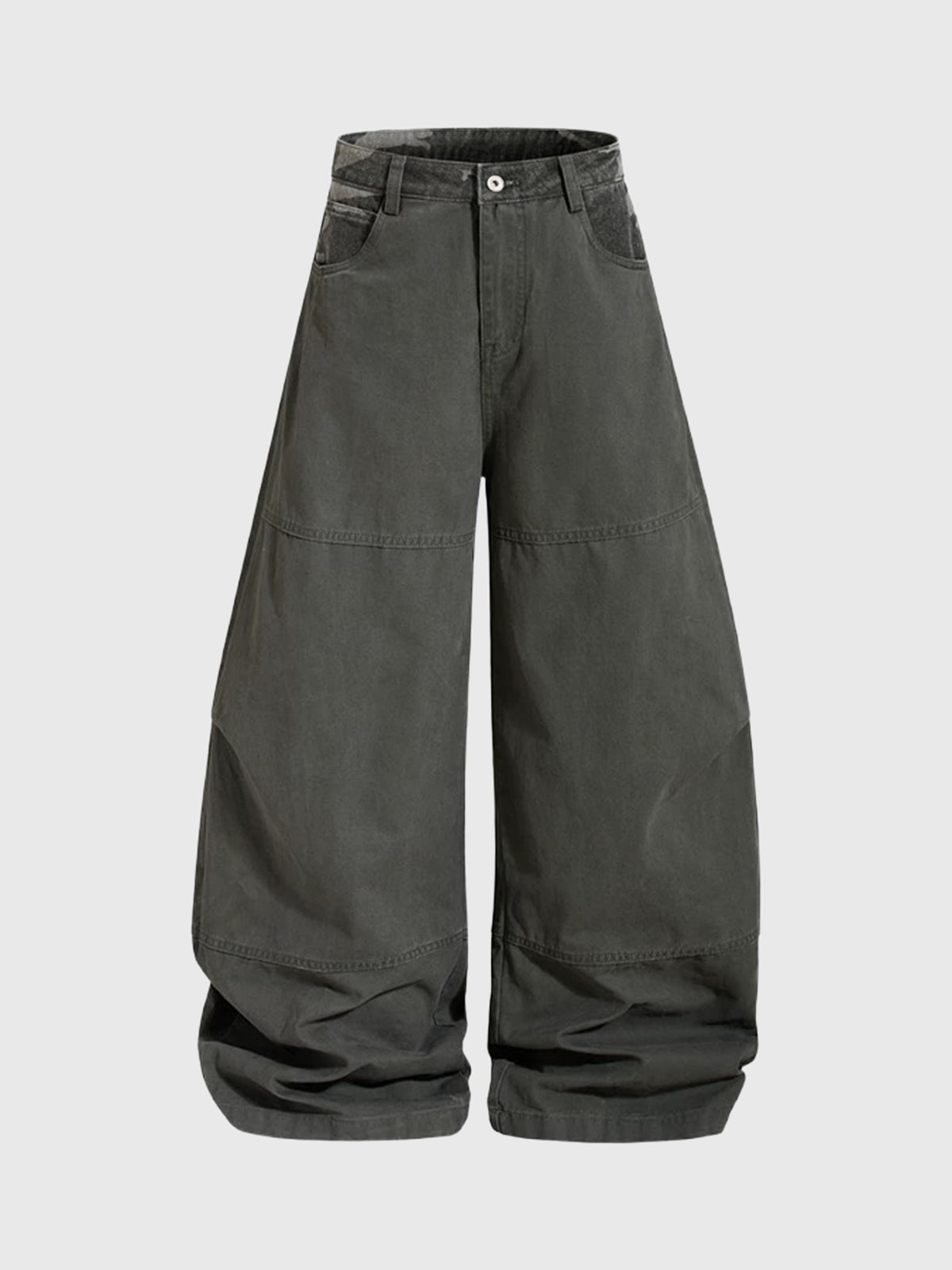 Co-ed Dorm Curved-cut Camouflage Patchwork Pants - Black