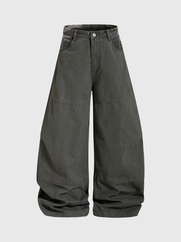 Co-ed Dorm Curved-cut Camouflage Patchwork Pants - Black