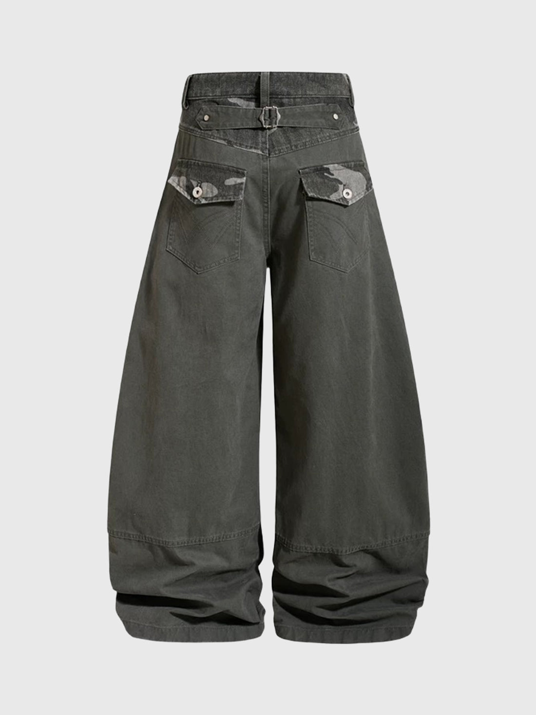 Co-ed Dorm Curved-cut Camouflage Patchwork Pants - Black