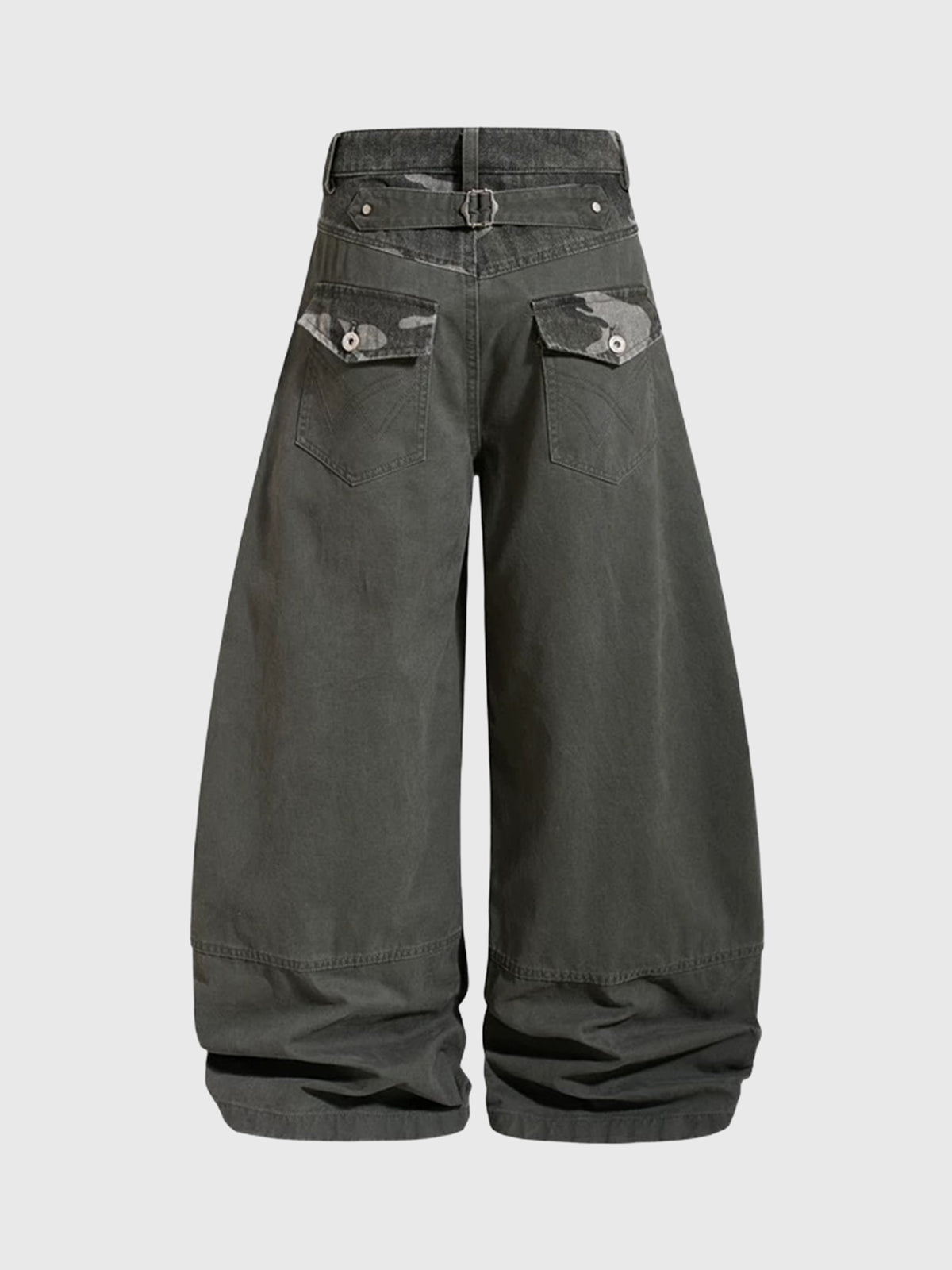 Co-ed Dorm Curved-cut Camouflage Patchwork Pants - Black
