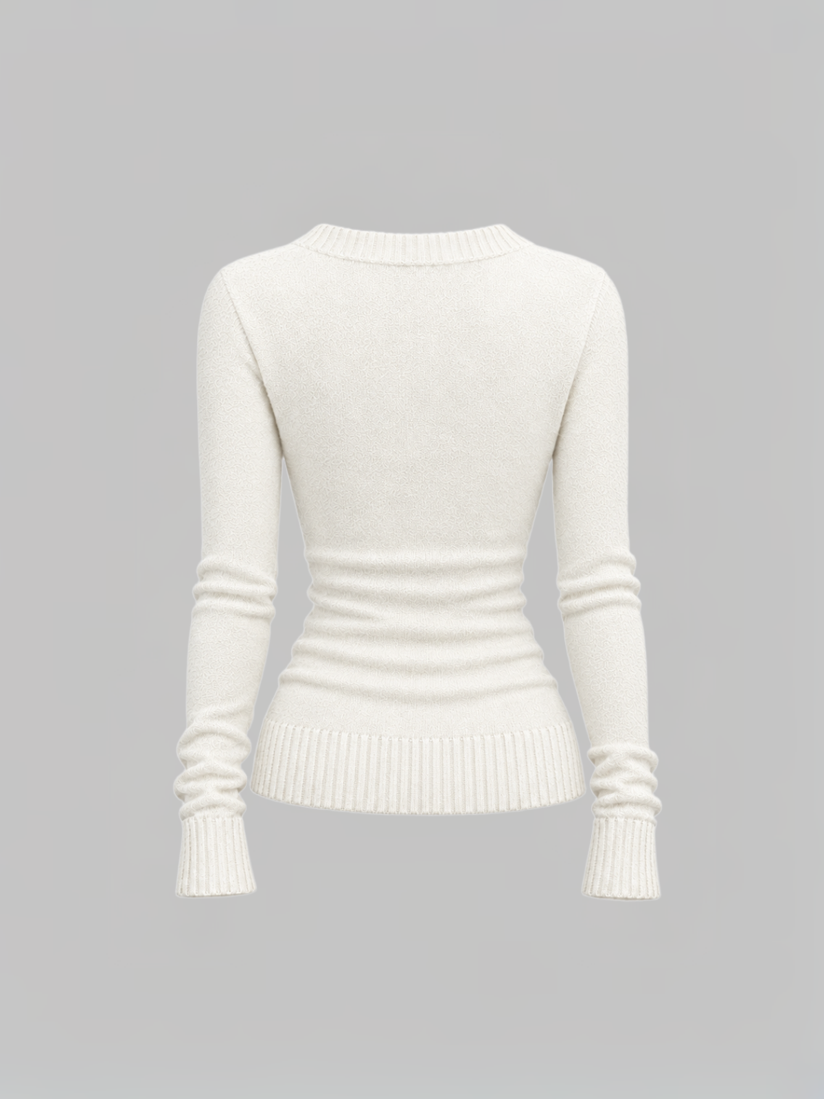 Brick Lane Surplice Wrap V-Neck Ribbed Knit Sweater - Off-White