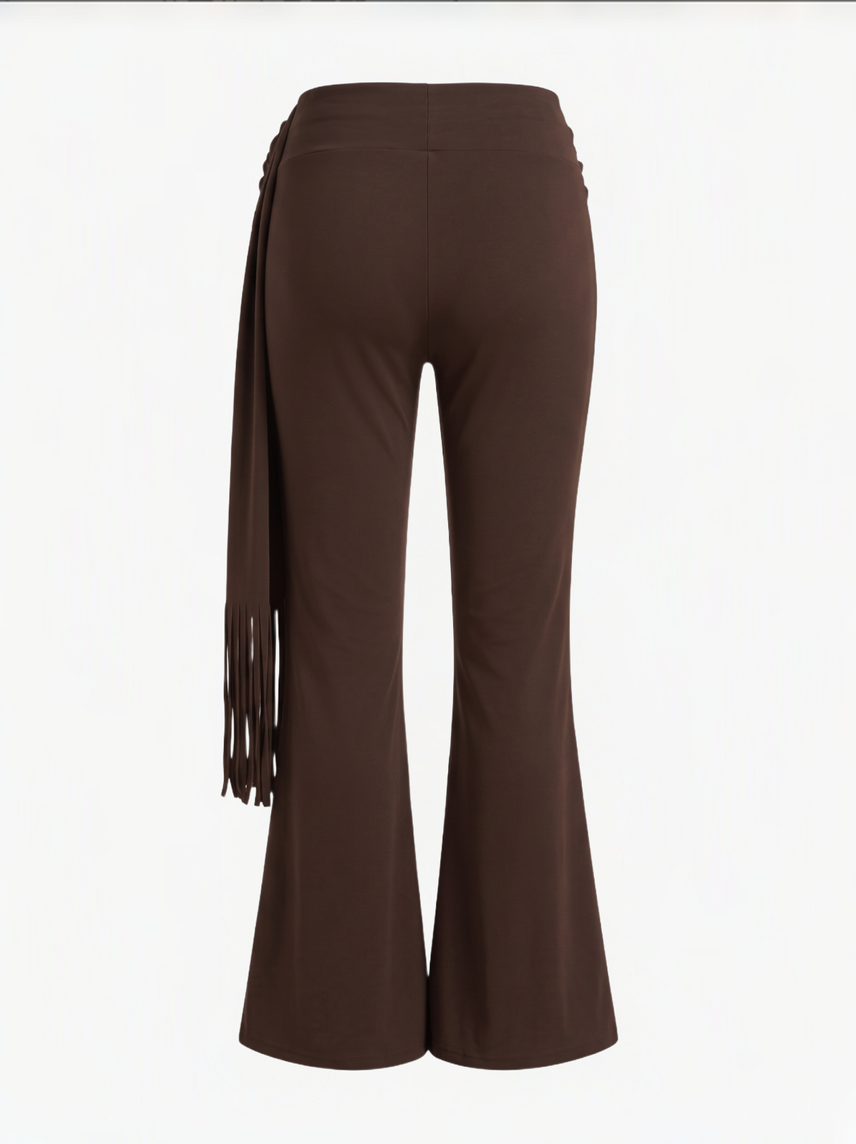 Brick Lane Skimming Long Sleeve Top and Flared Pants Two-Piece Set - Brown