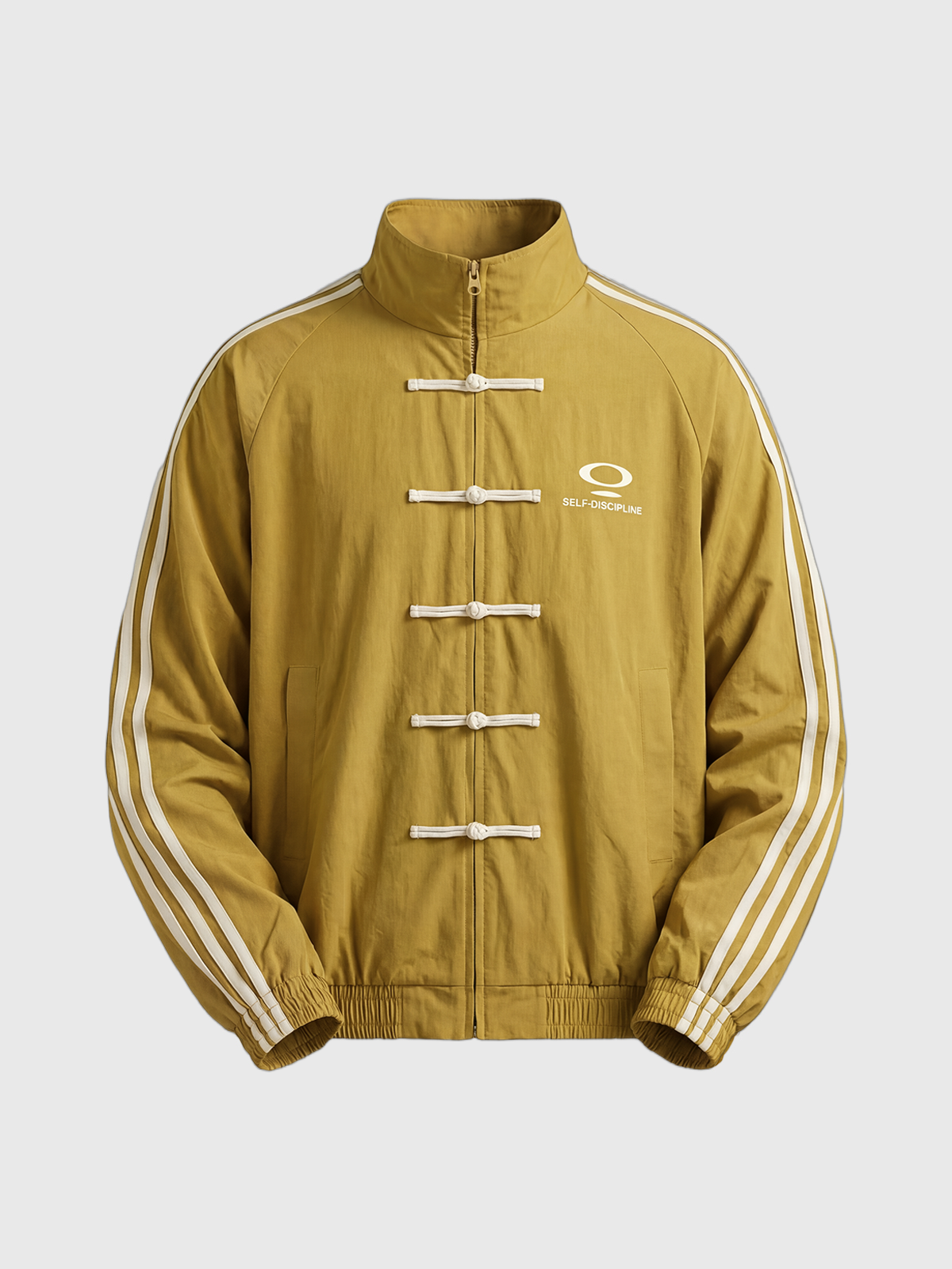 Co-ed Dorm Baggy Frog Button Track Jacket - Mustard