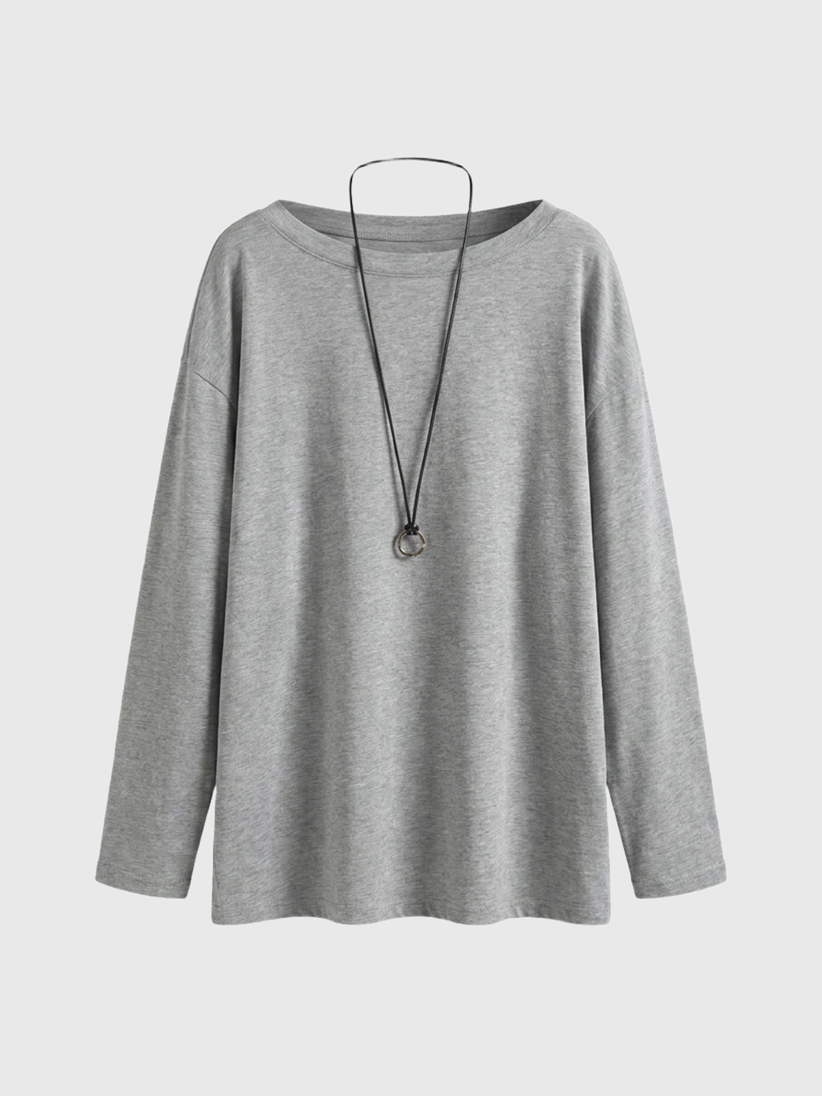 Brick Lane Baggy Minimalist Slouchy Long Sleeve Tee - Grey