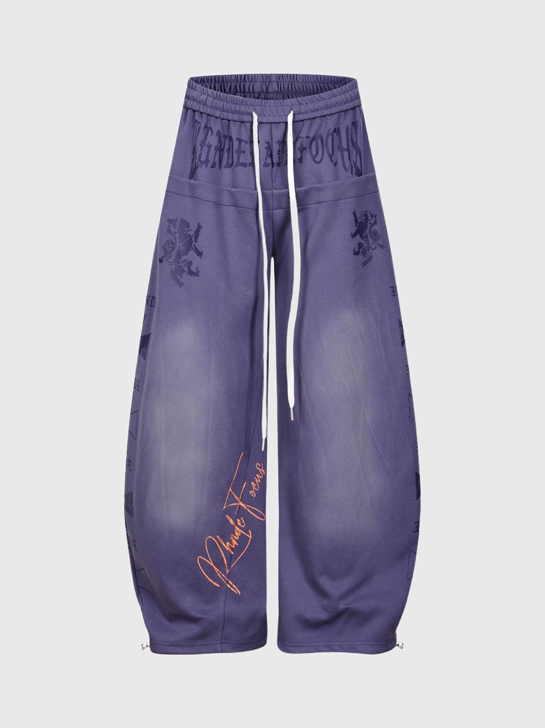 Co-ed Dorm Baggy Washed Graphic Sweatpants - Purple