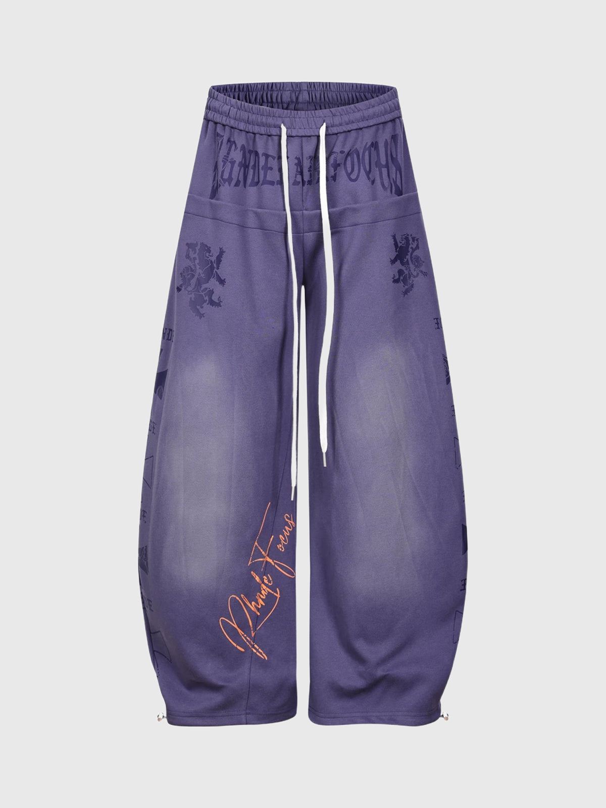 Co-ed Dorm Baggy Washed Graphic Sweatpants - Purple