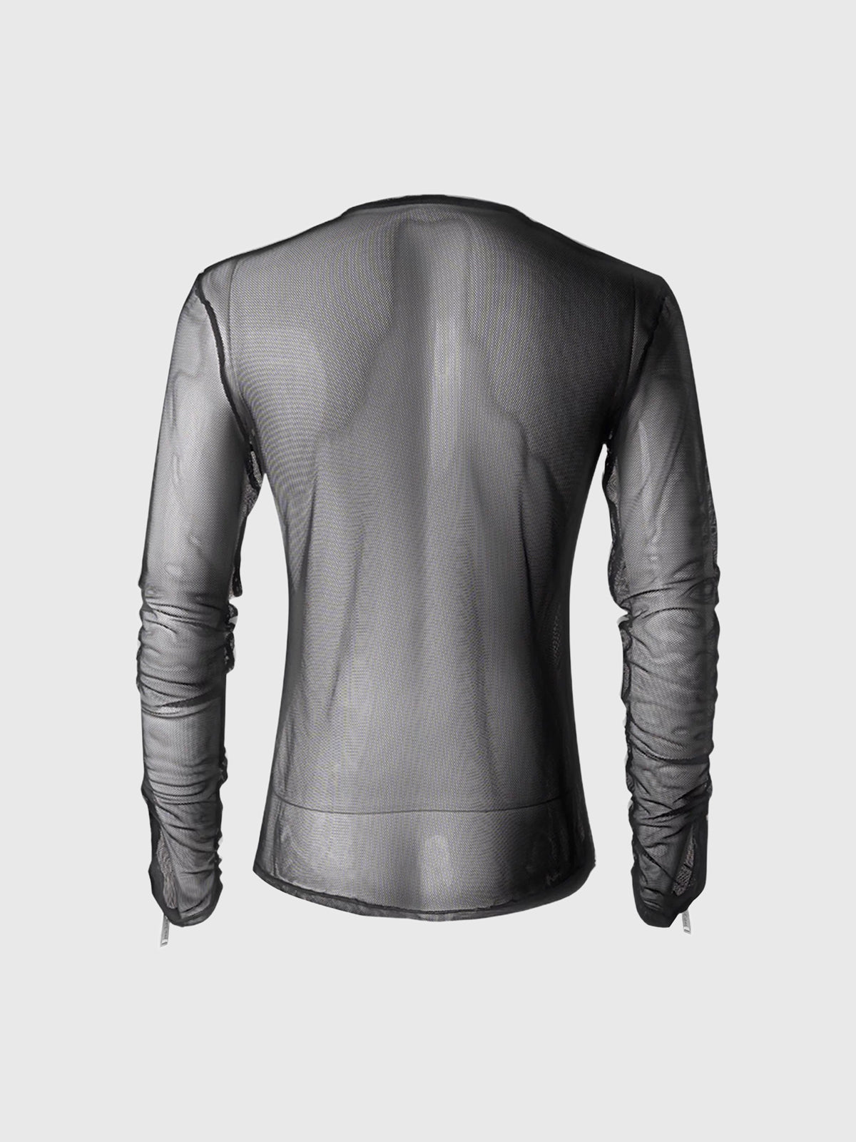 Co-ed Dorm Skimming Half-Button Sheer Mesh Top - Black