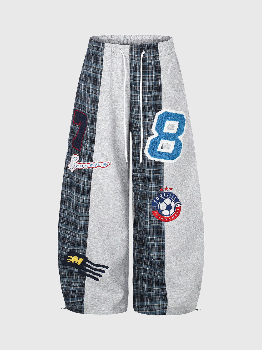 Co-ed Dorm Baggy Number 8 Patchwork Sweatpants - Grey
