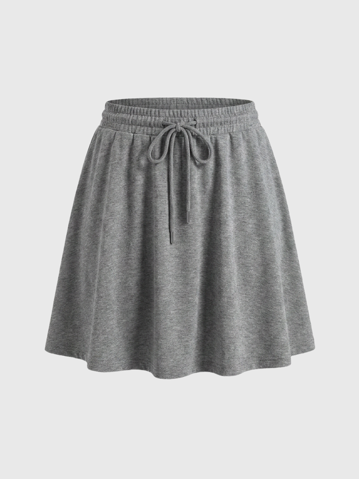 Brick Lane A-line Drawstring Elastic Waist Casual Skirt - Grey