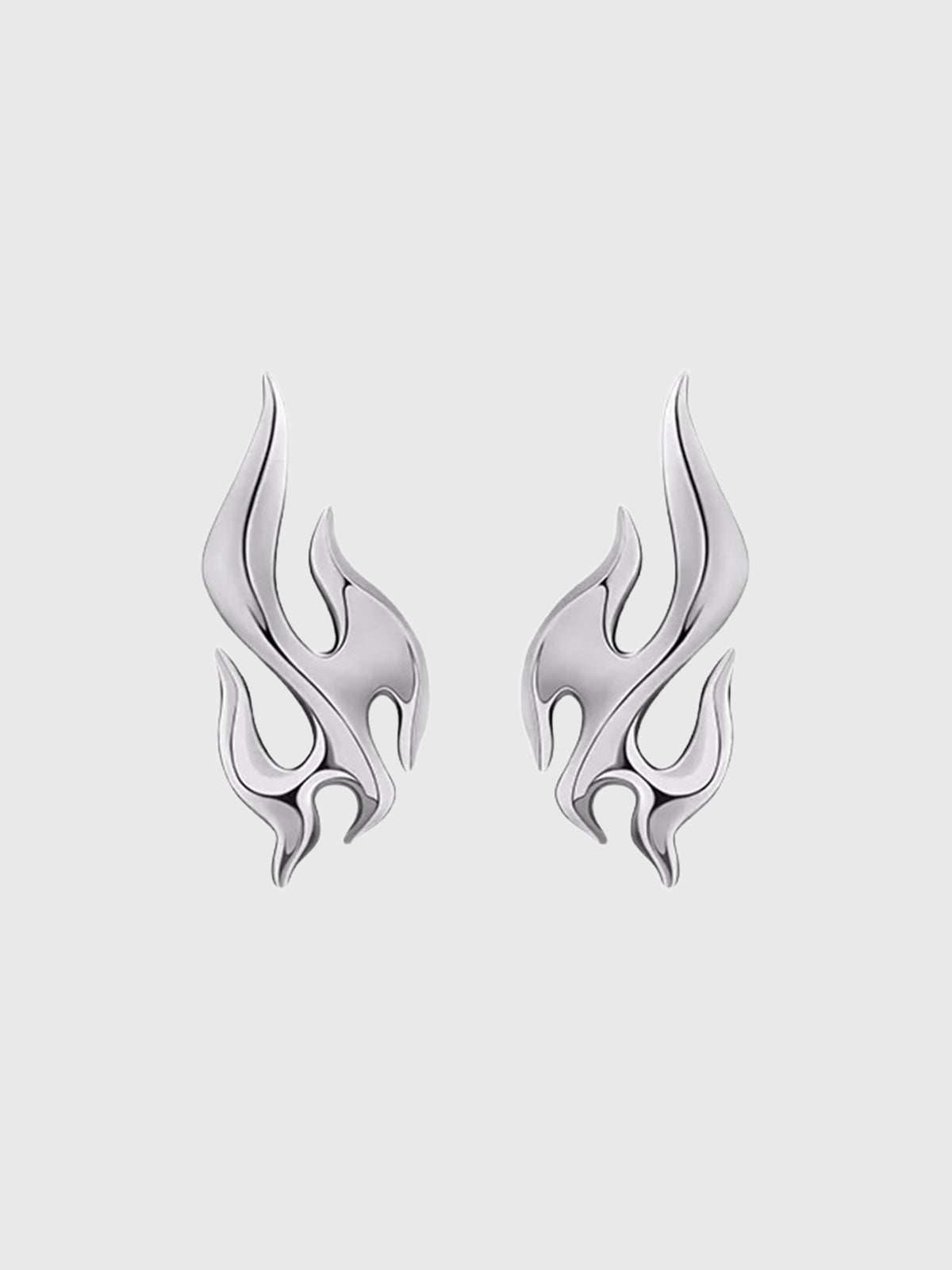 Brick Lane Punk Liquid Flame Shaped Earrings - Silver