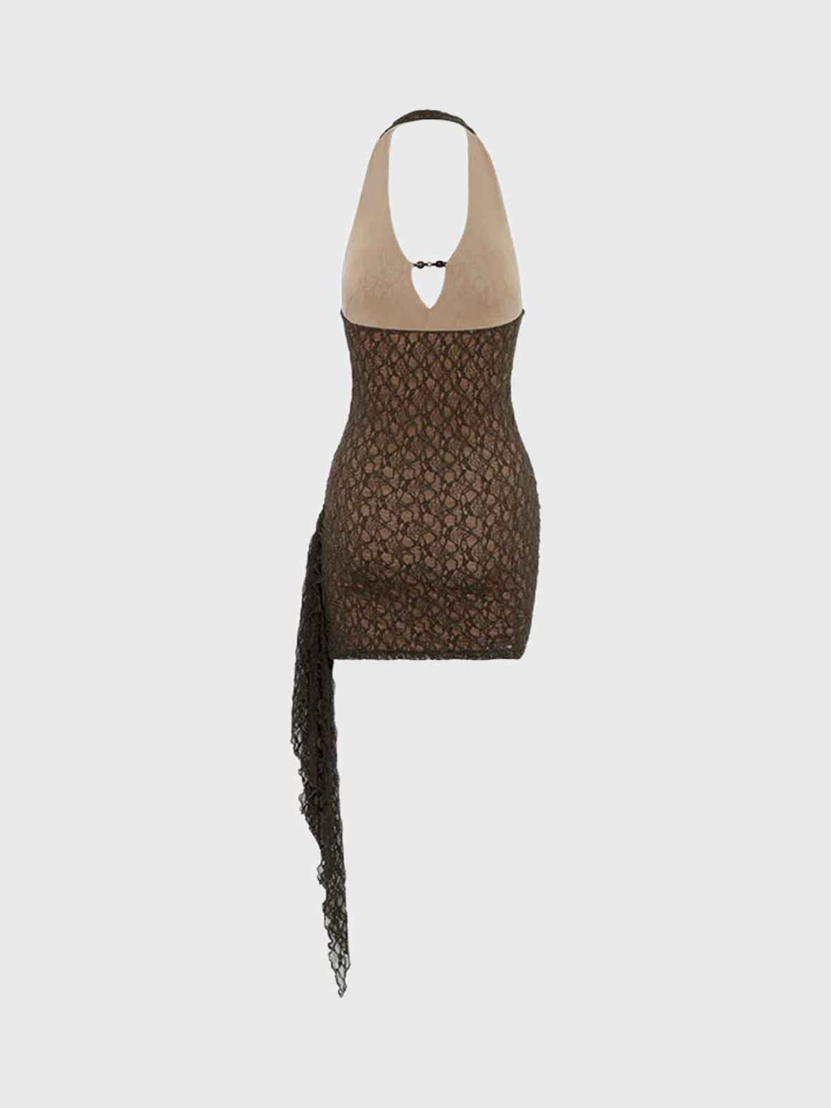 Brick Lane Skimming Pocket Buckled Halter Dress - Brown