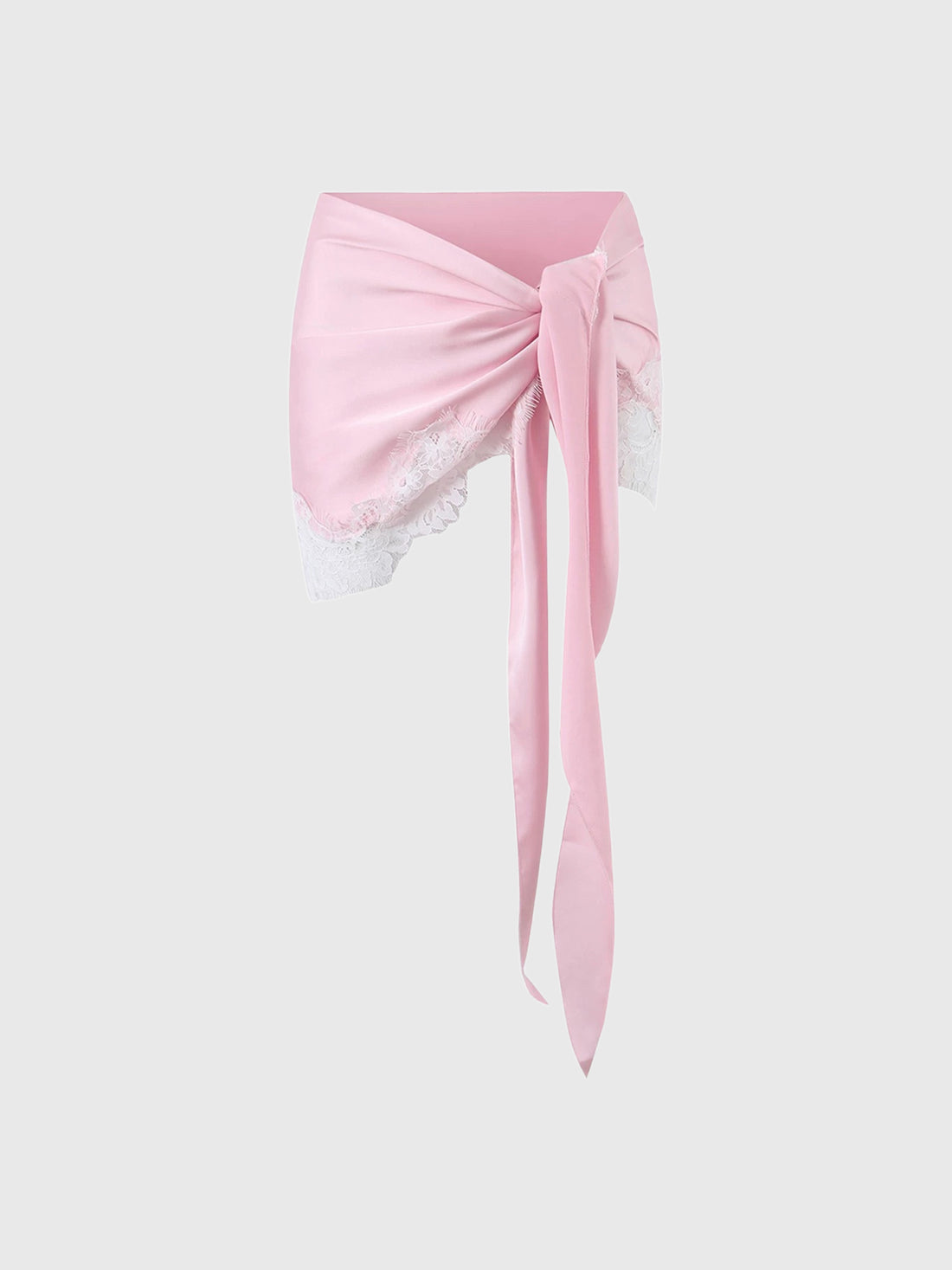 Brick Lane Lace Trim Tie-Up Mini Layering Skirt - Pink