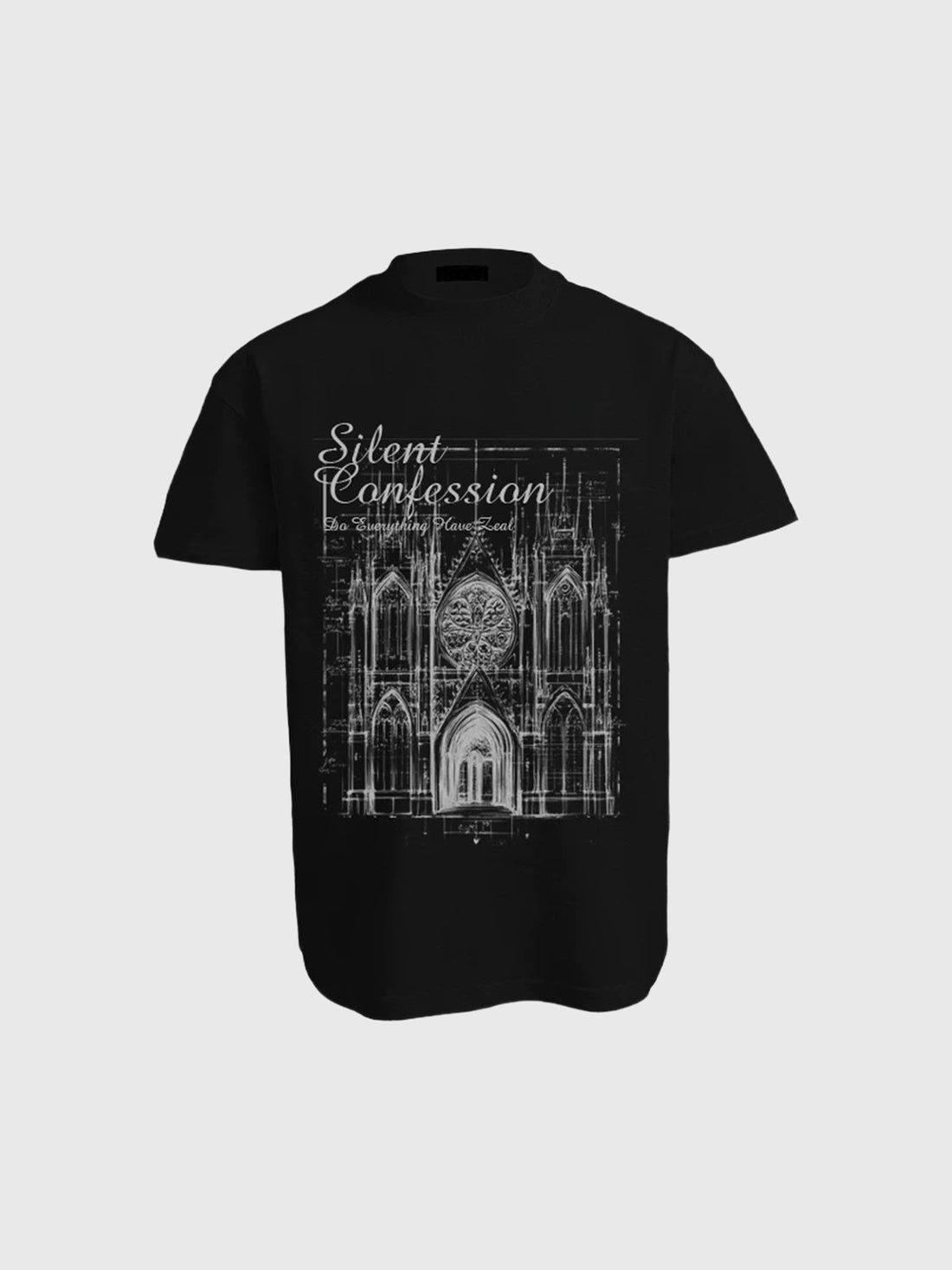 Co-ed Dorm Baggy Gothic Cathedral Sketch Tee - Black