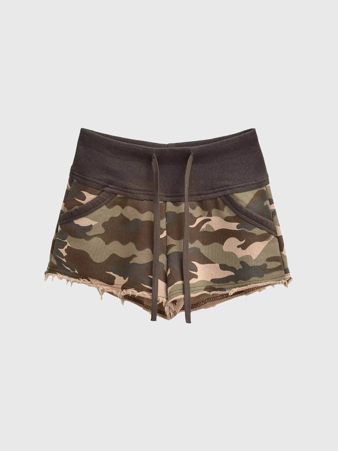 Brick Lane Skimming Camouflage Low-Rise Cargo Shorts - Green