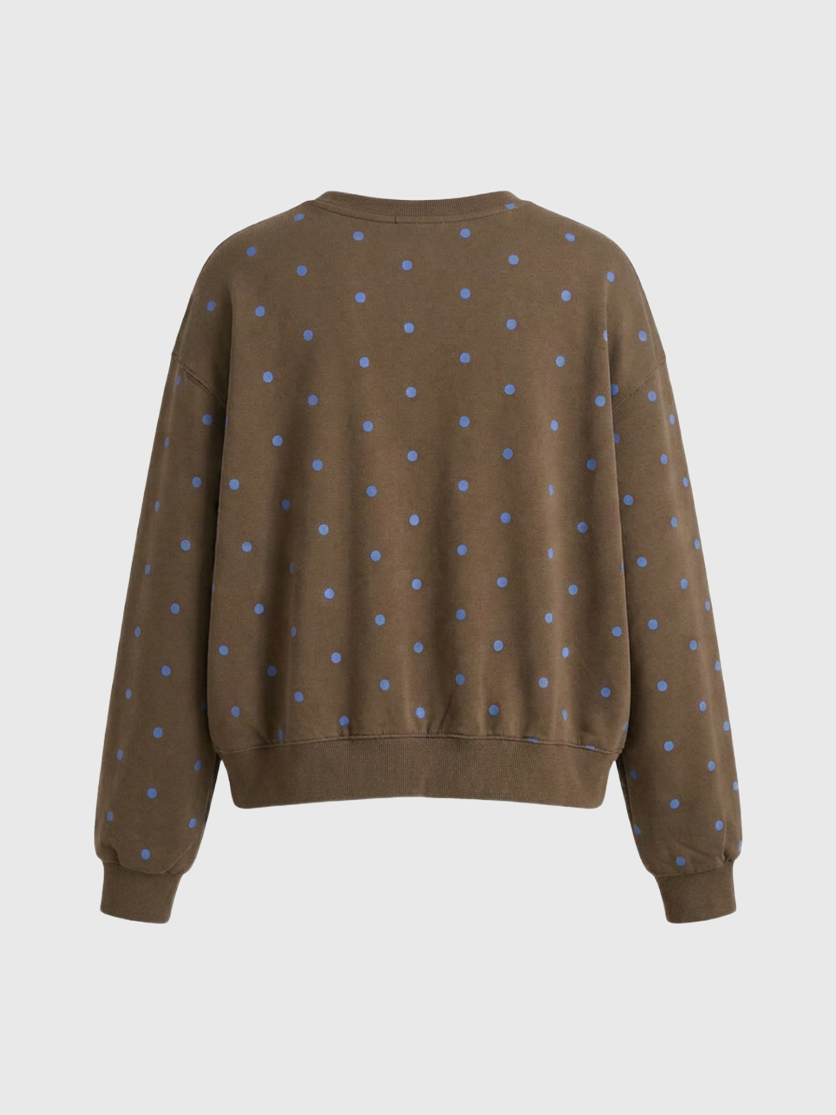 Brick Lane Baggy Dot Print Typography Relaxed Sweatshirt - Coffee