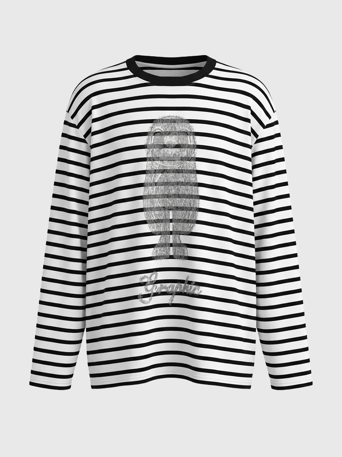 Brick Lane Baggy Classic Stripe Long Sleeve Tee - Black/White