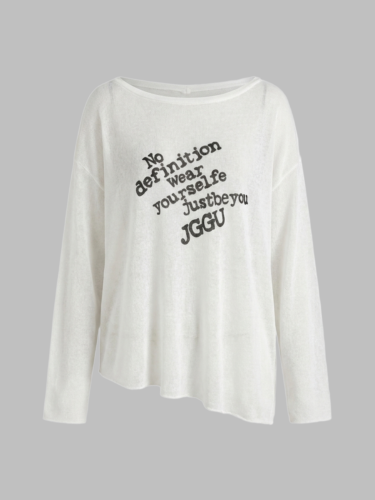 Brick Lane Baggy Graphic Printed Asymmetric Hem Top - White