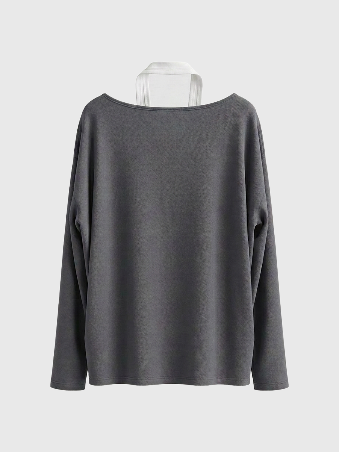 Brick Lane Layered-look Cartoon Graphic Patchwork Top - Dark Grey