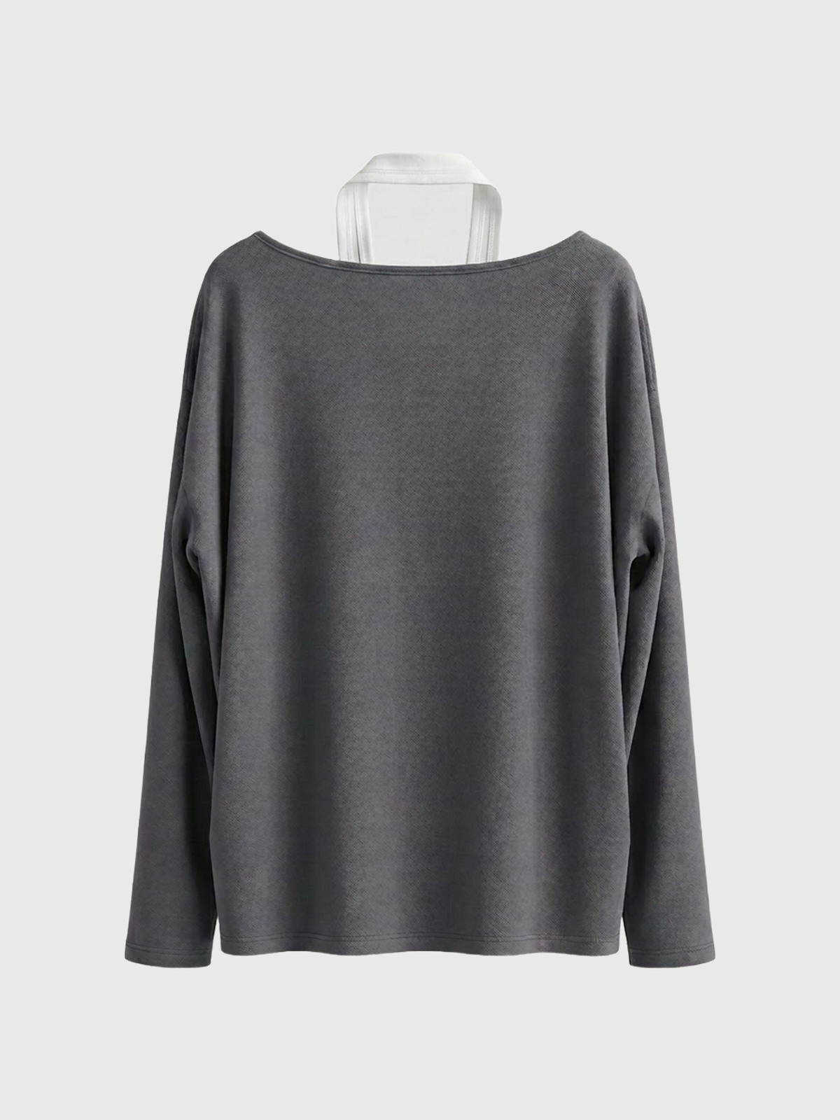 Brick Lane Layered-look Cartoon Graphic Patchwork Top - Dark Grey