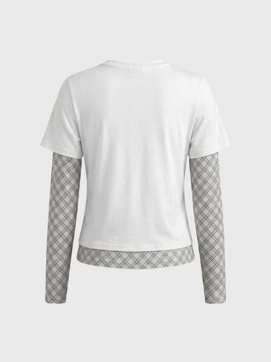 Brick Lane Layered-look Check Patchwork Graphic Tee - White