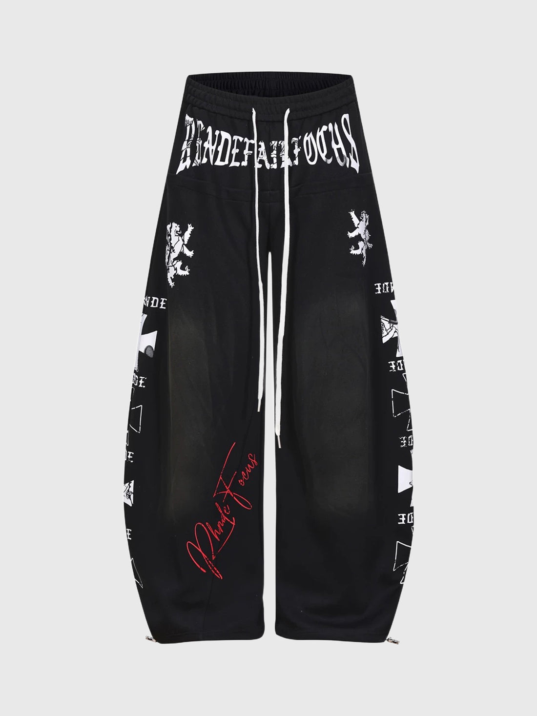 Co-ed Dorm Baggy Washed Graphic Sweatpants - Black