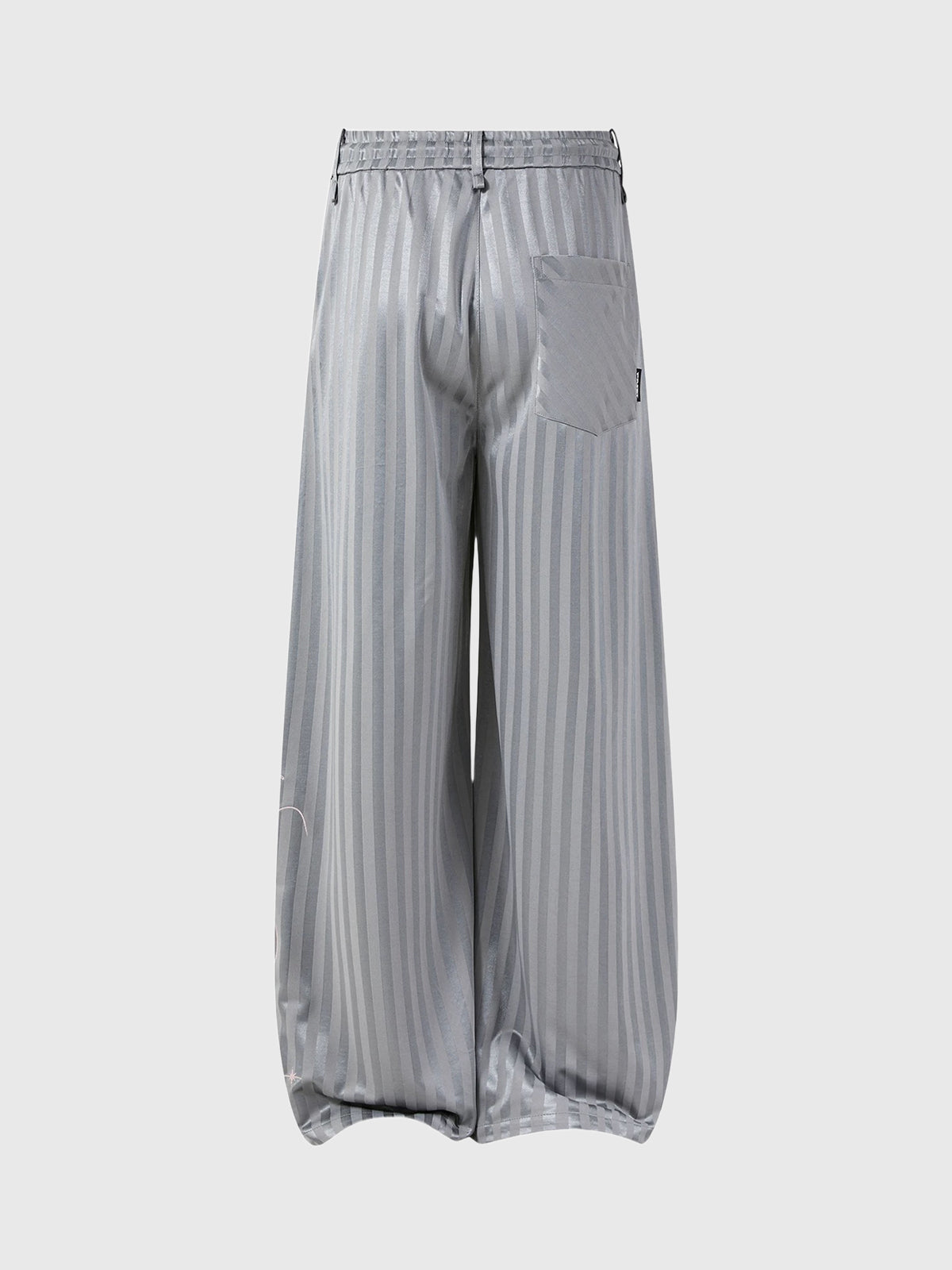 Co-ed Dorm Baggy Striped Gothic Cross Graphic Sweatpants - Grey