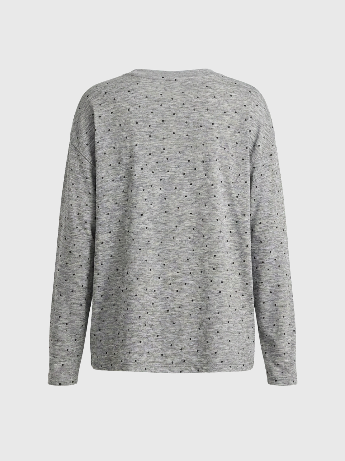 Brick Lane Baggy Dot Print Slouchy Long Sleeve Top - Grey